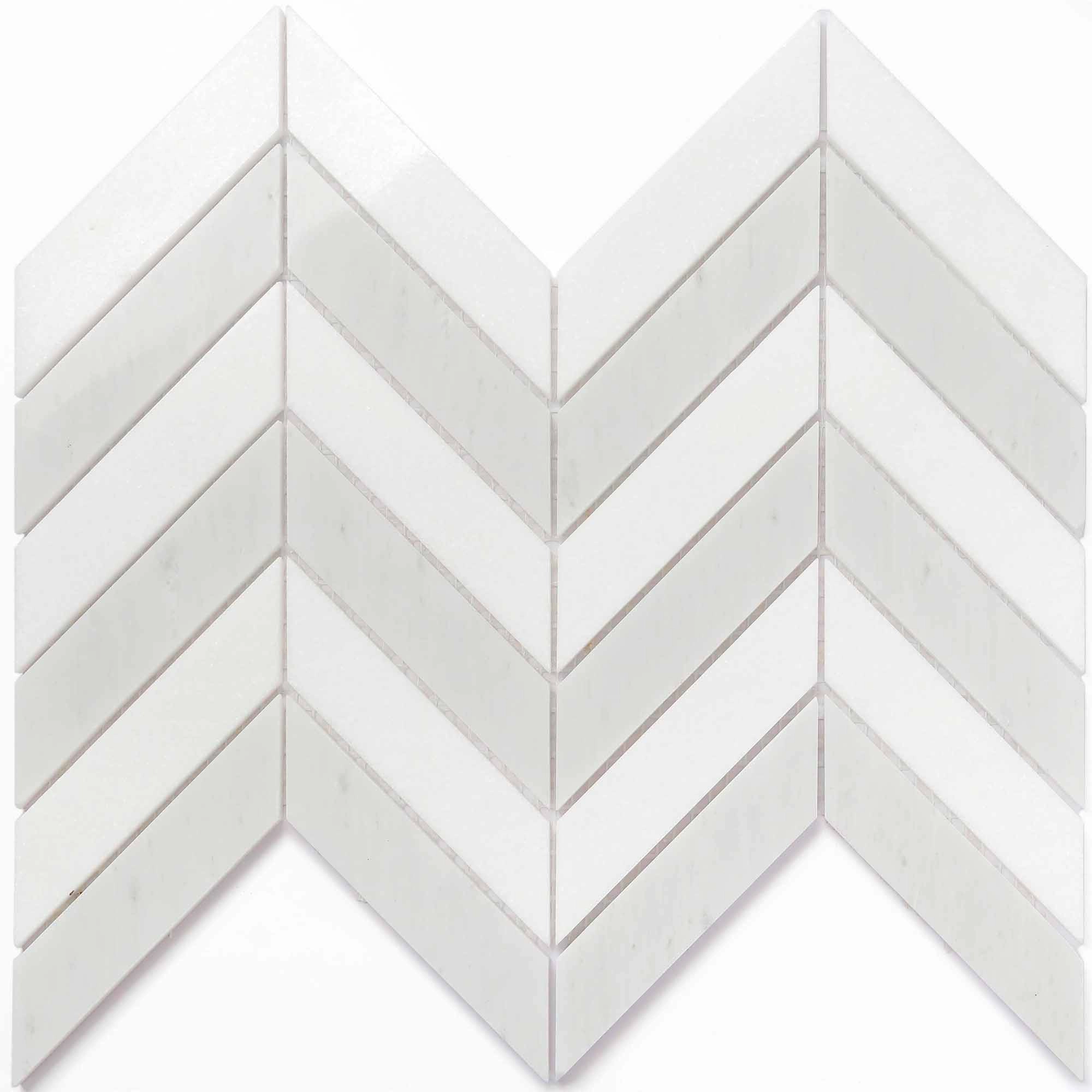 Mosaico Thassos White Chevron 30x30 cm