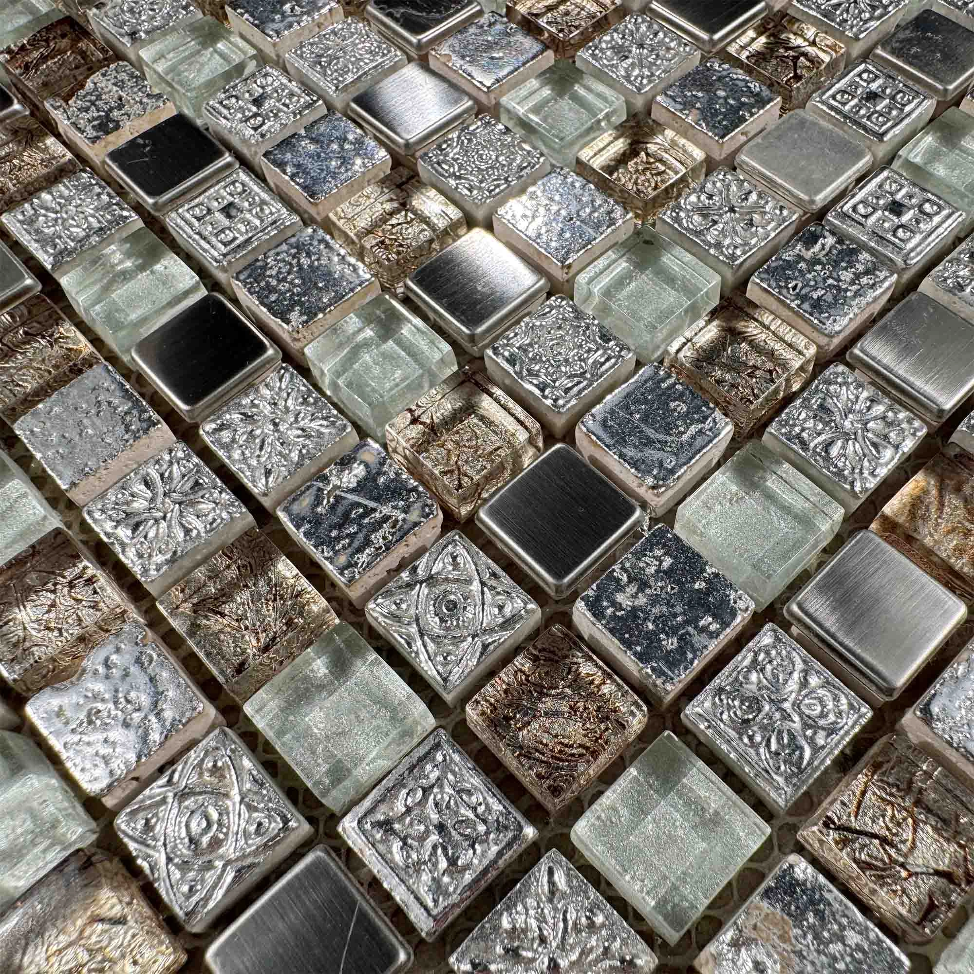 Mosaico Stone Glass Silver 30x30 cm