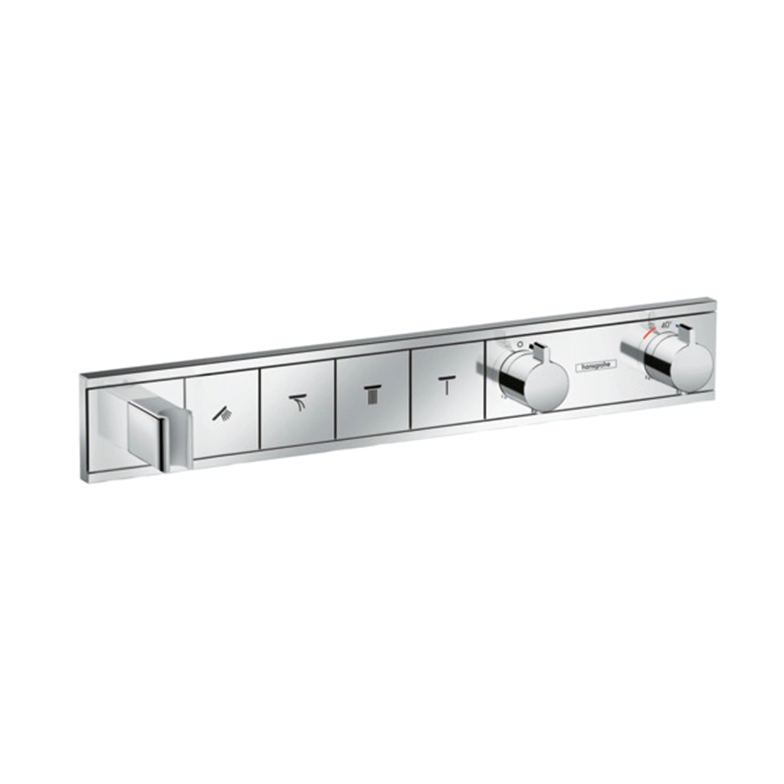 Termostato Rainselect Cuatro Vías sin Cuerpo Interno con Soporte y Union Muro Cromado