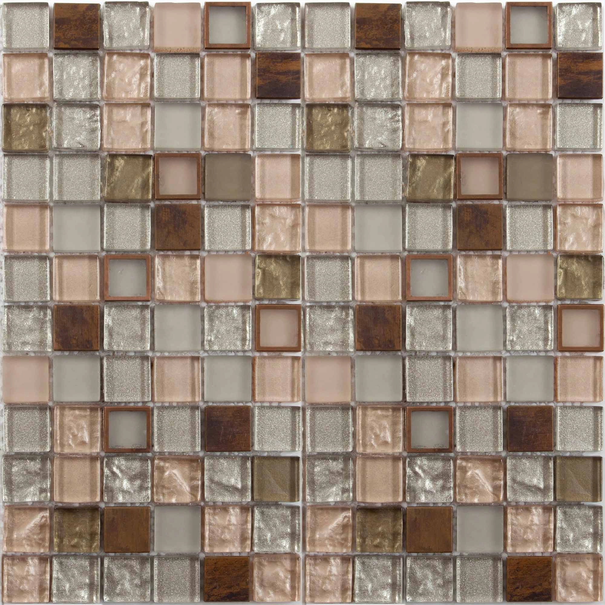 Mosaico Cristal Stone Metal Mix Brown 30x30 cm