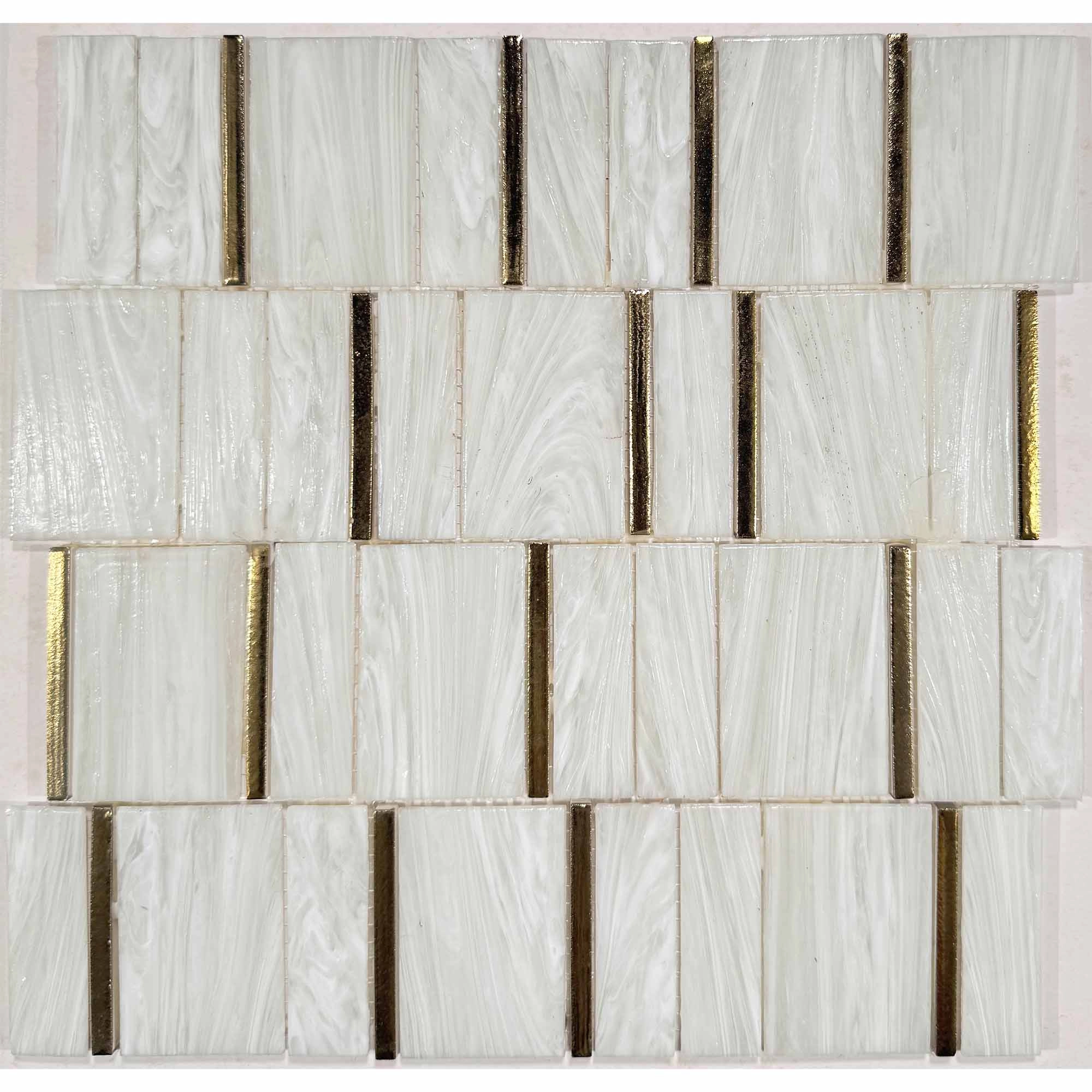 Mosaico Crystal Blanco/Dorado 30x30 cm