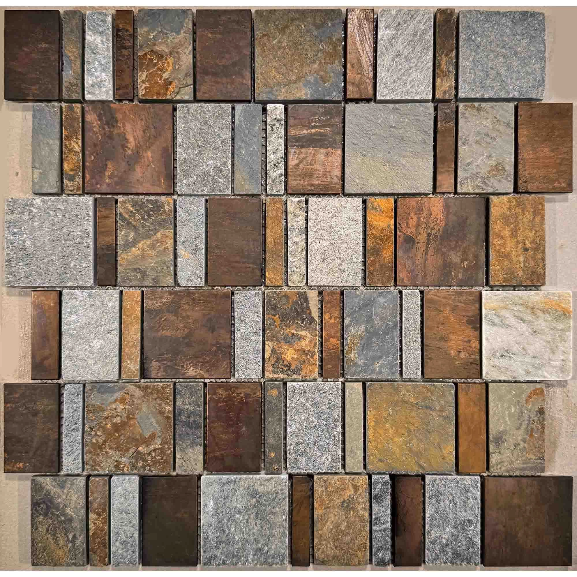 Mosaico Stone Metal Mix Brown 30x30 cm