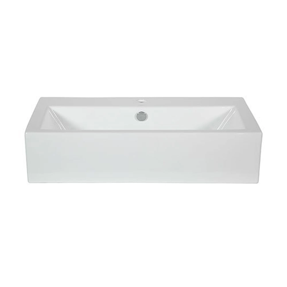 Lavamanos Ji con Rebalse Sobre Cubierta Rectangular Blanco