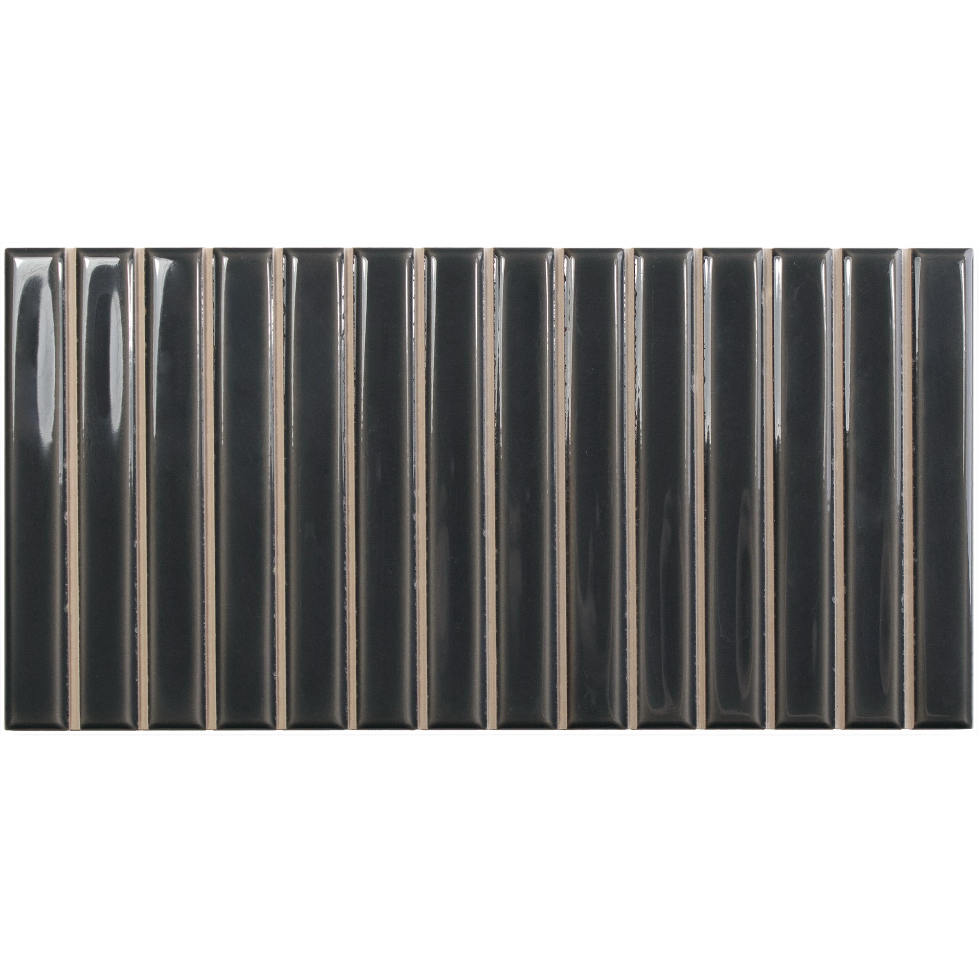 Cerámica Muro Sweet Bars Negro Brillante 12.x25 cm