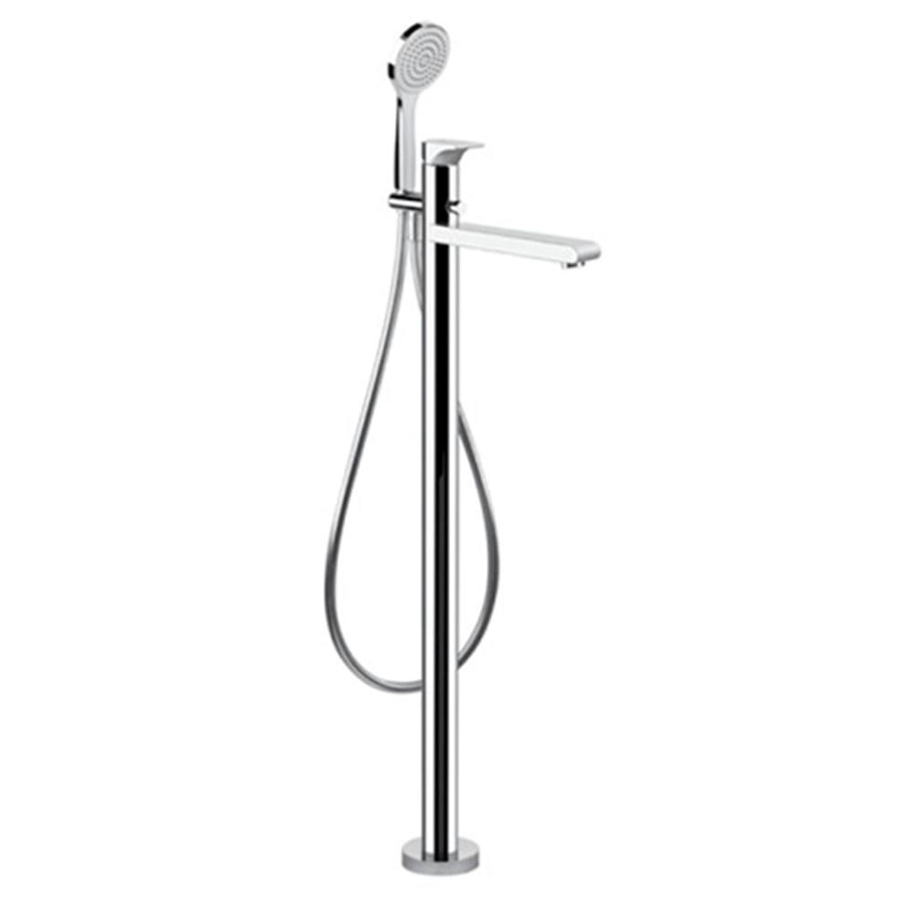 Griferia Tina de Pie Via Solferino sin Cuerpo Interno con Soporte, Ducha Fono y Flexible Negro Mate