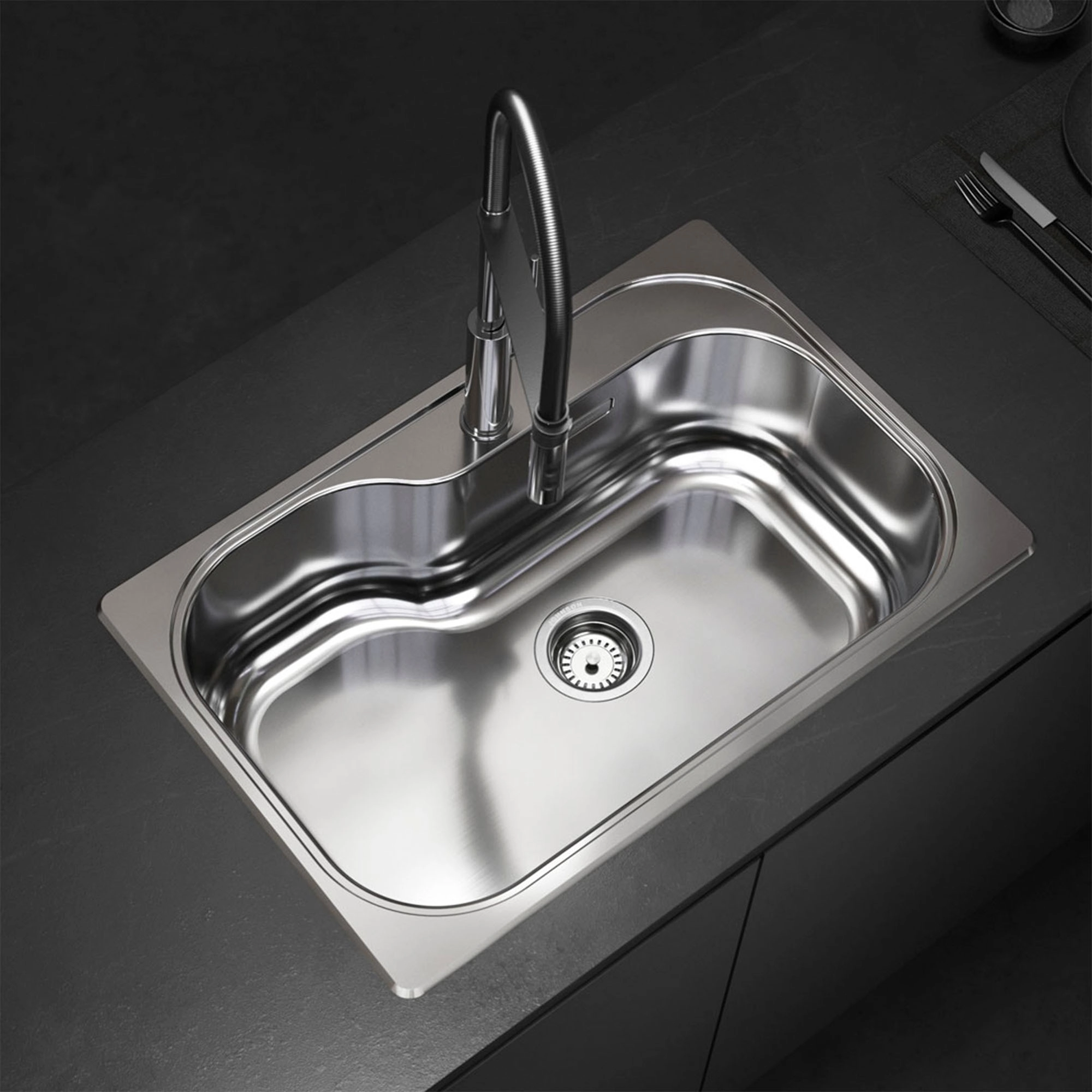 Lavaplatos Luxor 1 Cubeta Acero Inoxidable 304 710x482x210 mm