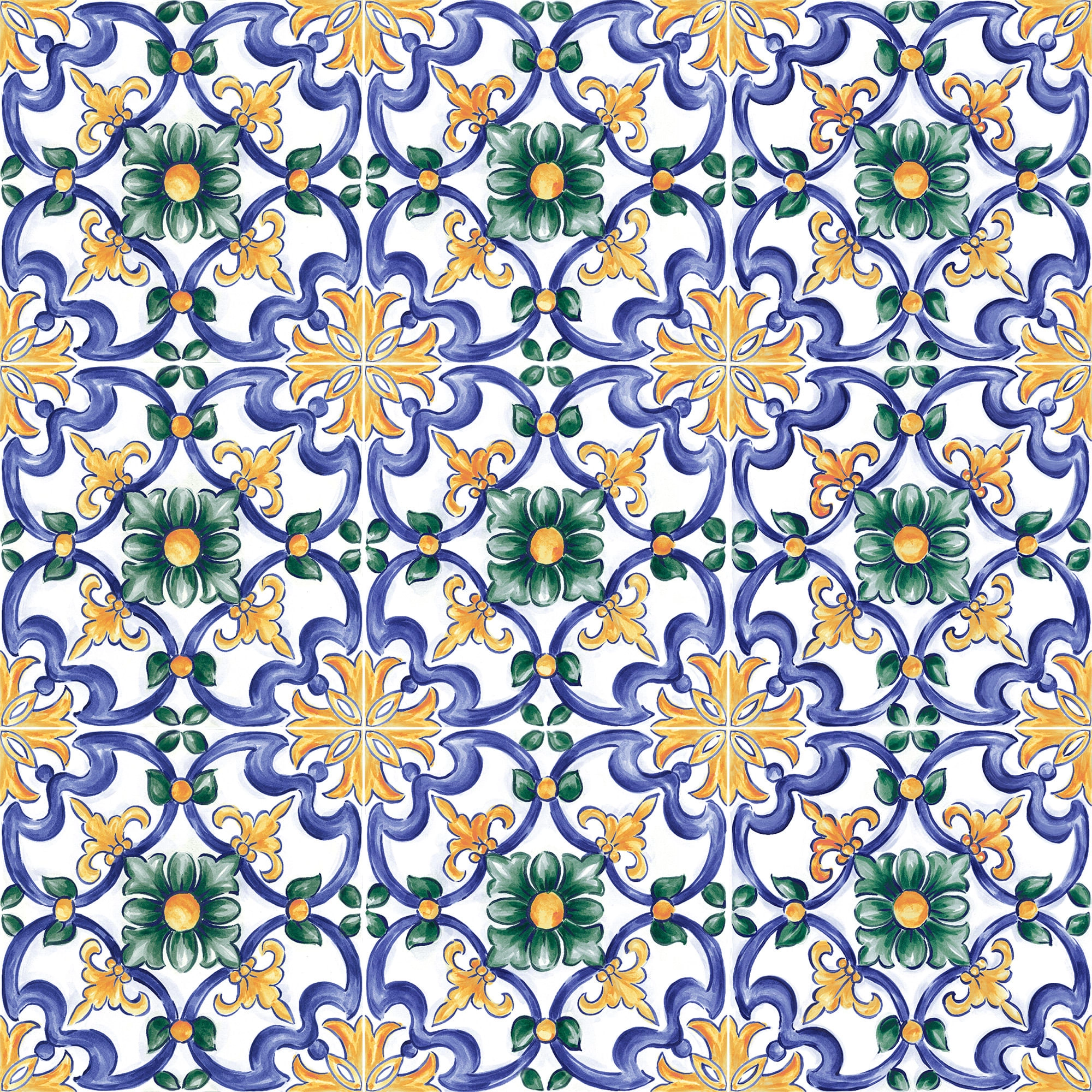 Porcelanato Amuri Decoro Maiolica Multicolor 3 Brillante 20x20 cm