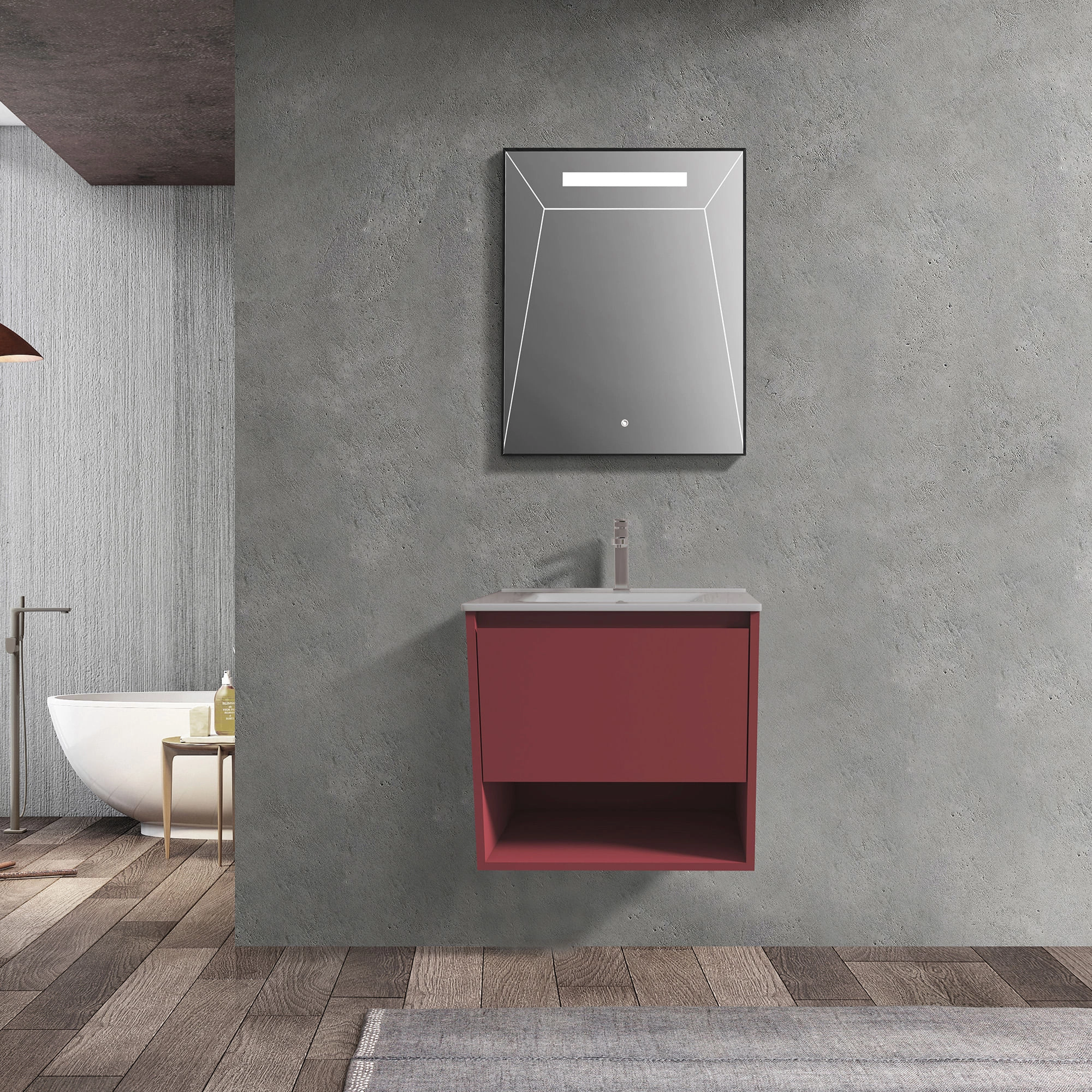 Mueble de Baño Delfos con Lavamanos 600x475x550 mm 1 Cajón y Repisa Terracota