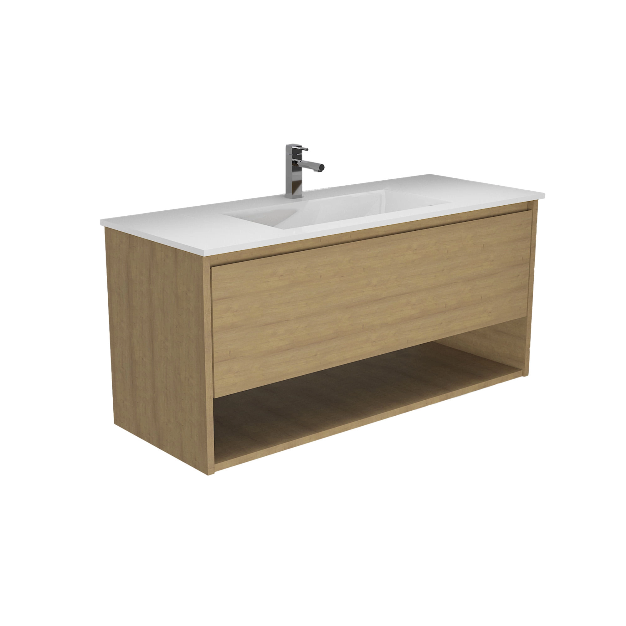 Mueble de Baño Delfos con Lavamanos 1200x450x600 mm 1 Cajón y Repisa Light Oak