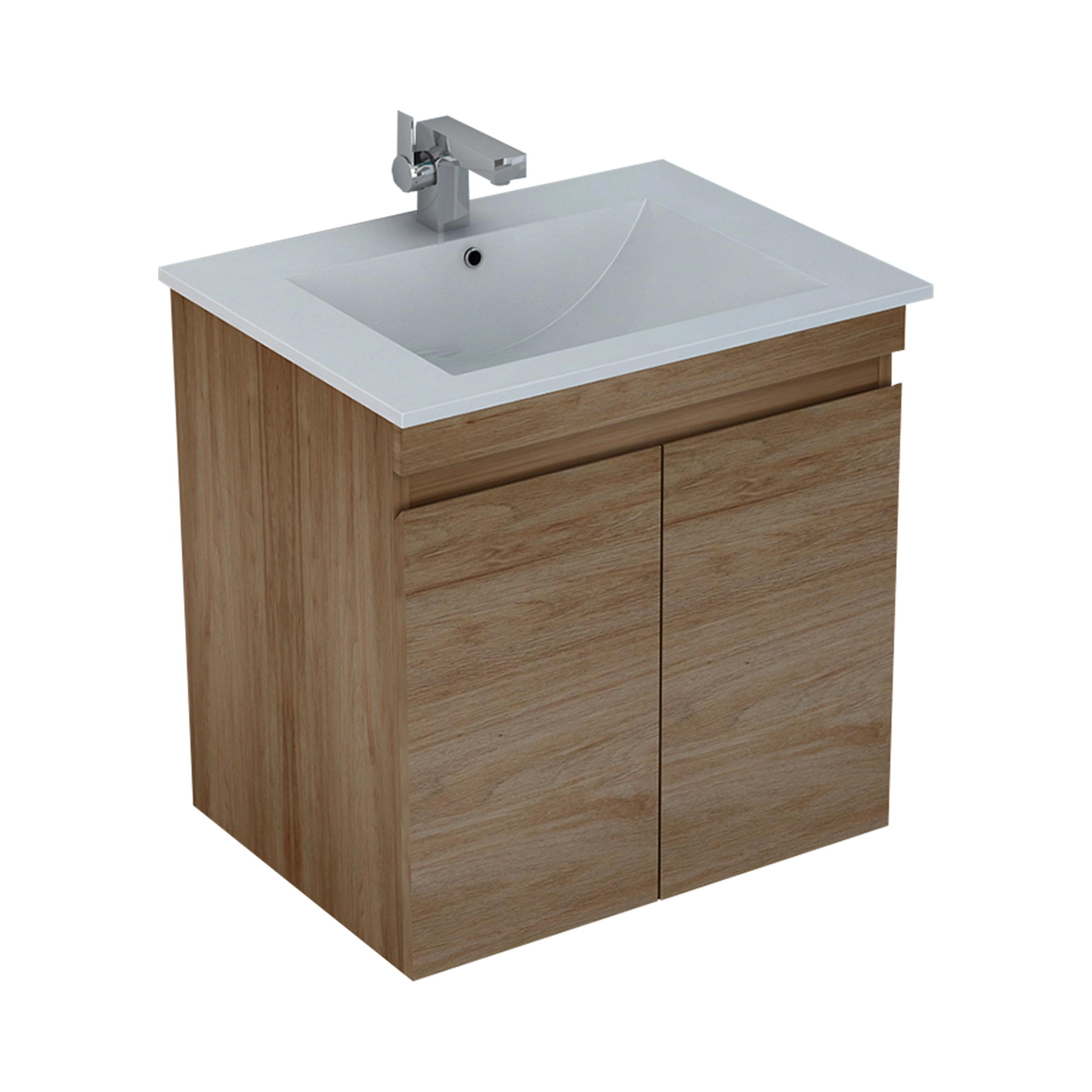 Mueble de Baño Delfos con Lavamanos 600x450x600 mm 2 Puertas Light Oak