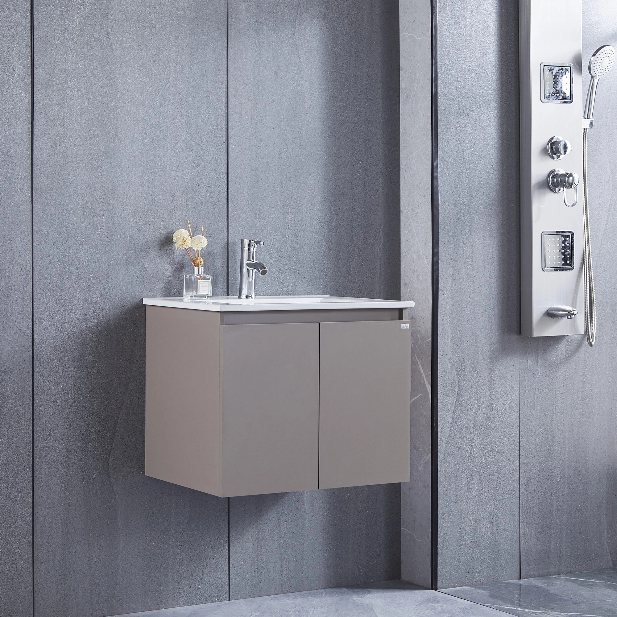 Mueble de Baño Queen con Lavamanos 600 mm 2 Puertas Misty Grey Matt