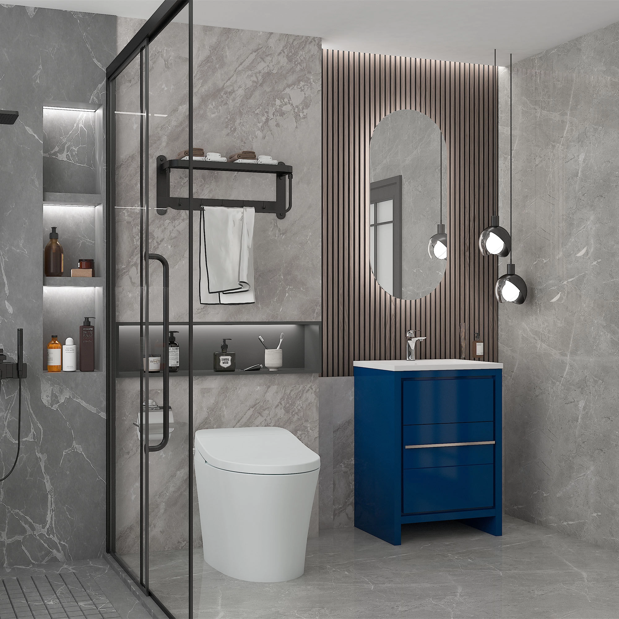 Mueble de Baño Avant con Lavamanos 600x496x810 mm 2 Cajones Deep Blue