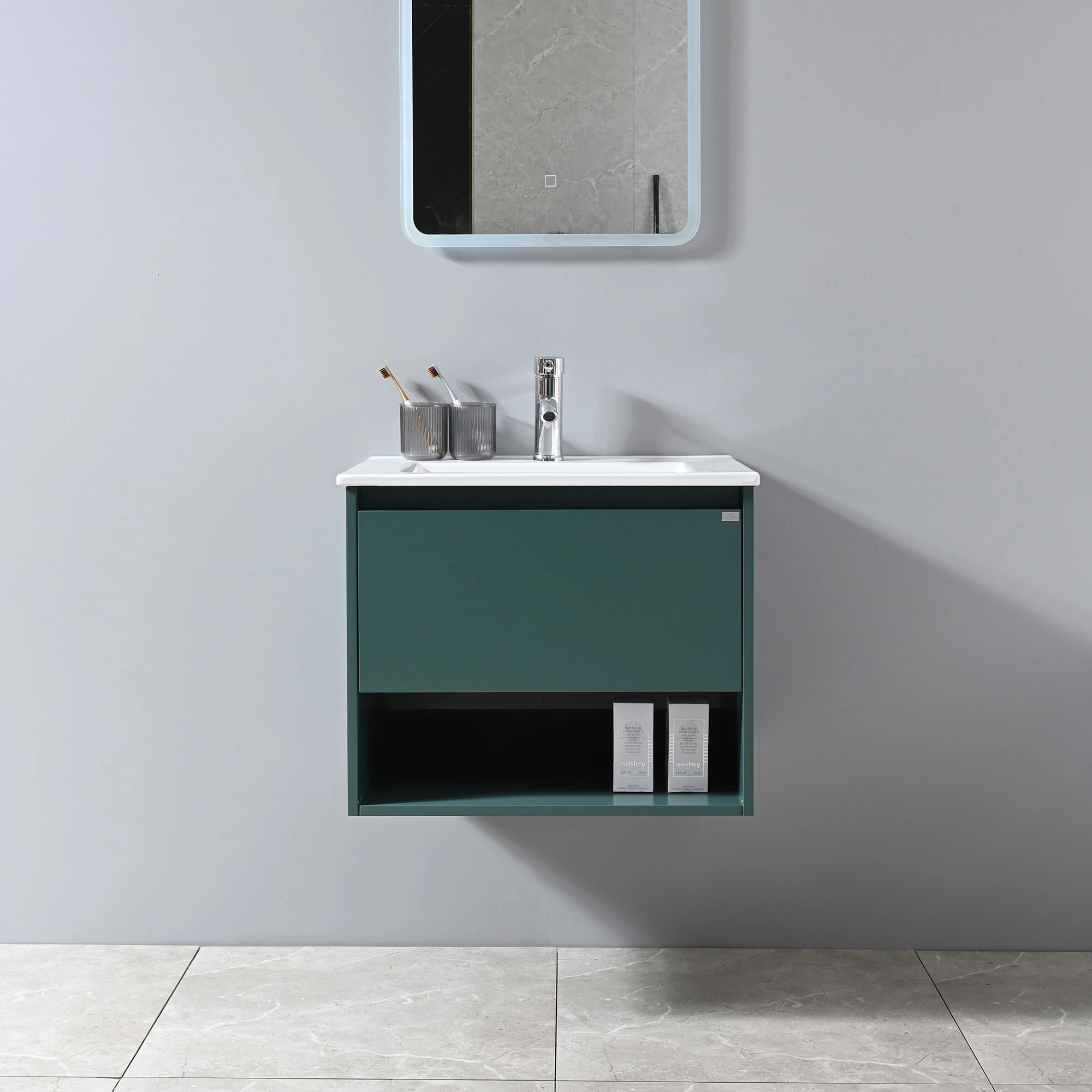 Mueble de Baño Queen con Lavamanos 800x480x455 mm 1 Cajón y Repisa Cadet Green