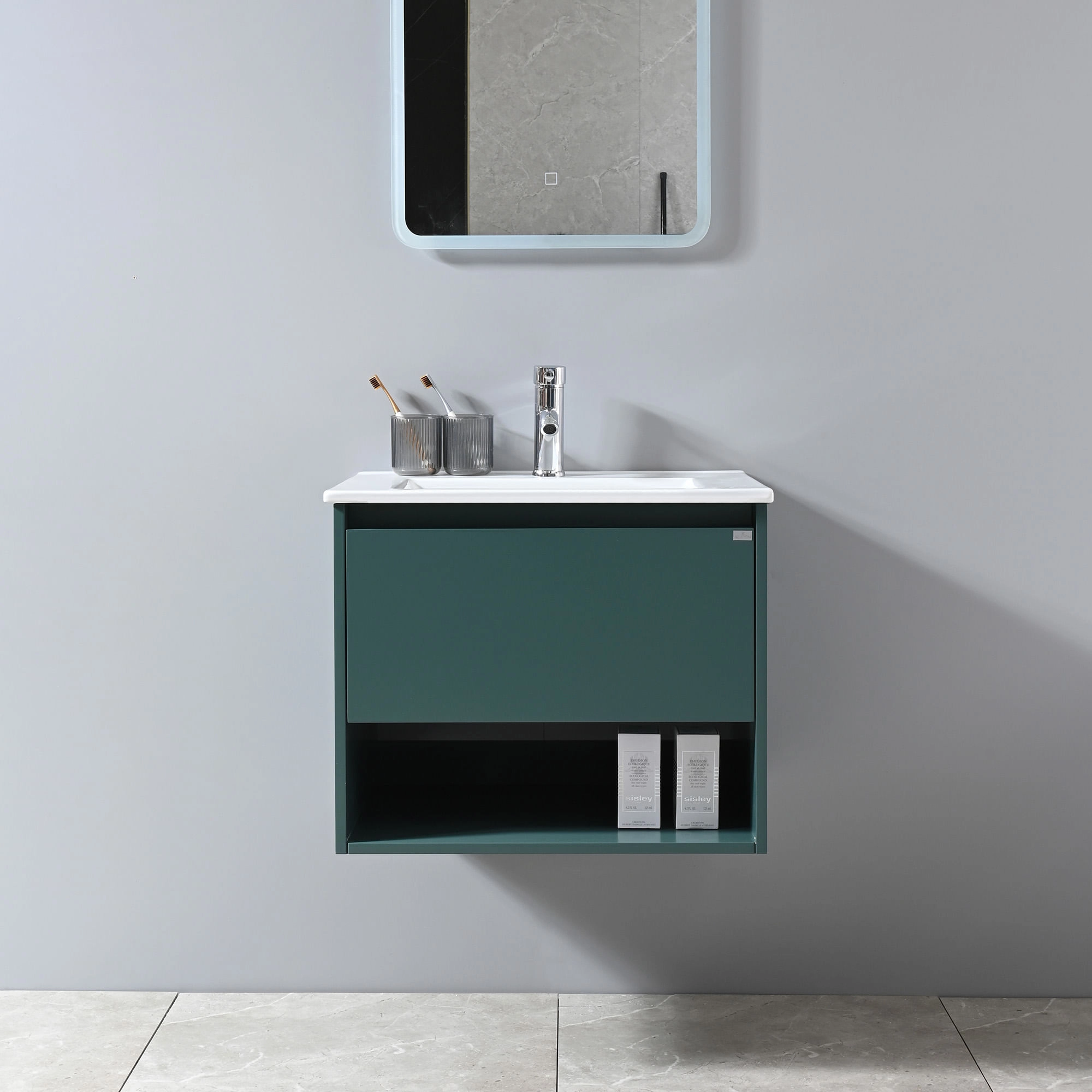 Mueble de Baño Queen con Lavamanos 600x480x455 mm 1 Cajón y Repisa Cadet Green