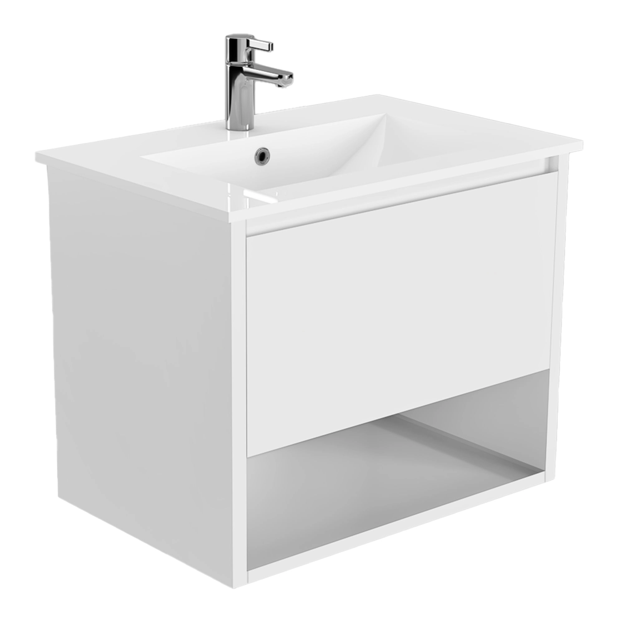 Mueble de Baño Delfos con Lavamanos 500x450x550 mm 1 Cajón y Repisa White Glossy
