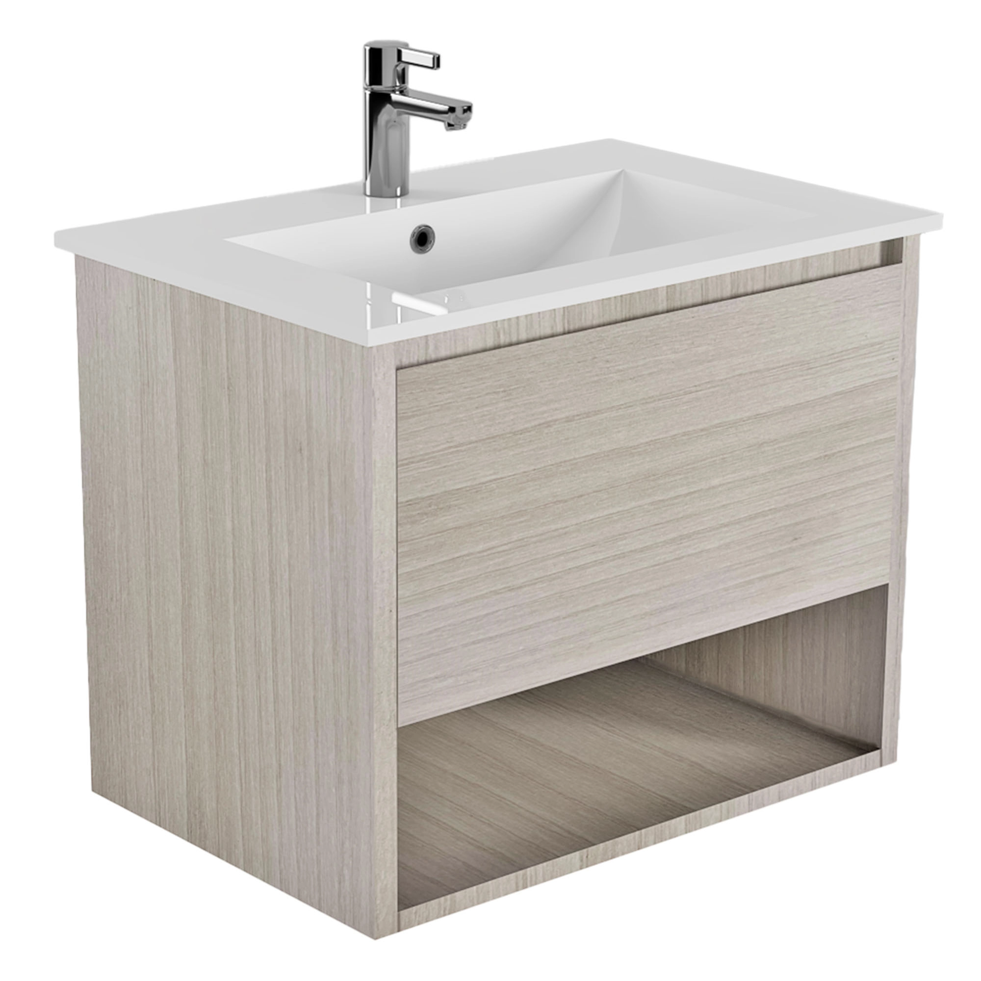 Mueble de Baño Delfos con Lavamanos 1000x450x550 mm 1 Cajón y Repisa Danish Oak