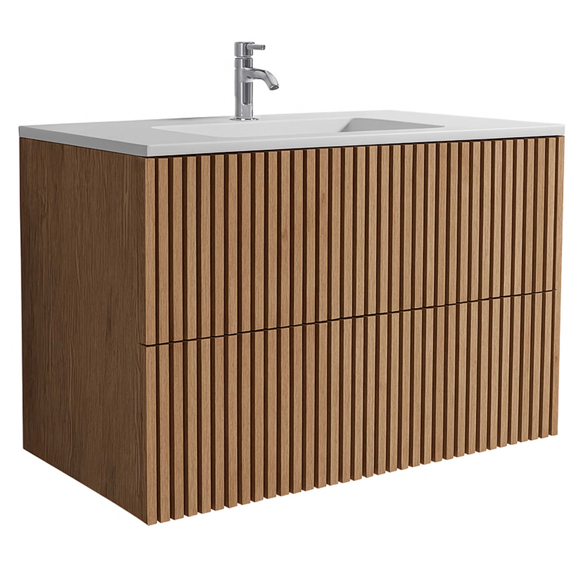 Mueble de Baño Amelia con Lavamanos 800x455x600 mm 2 Cajones Light Oak