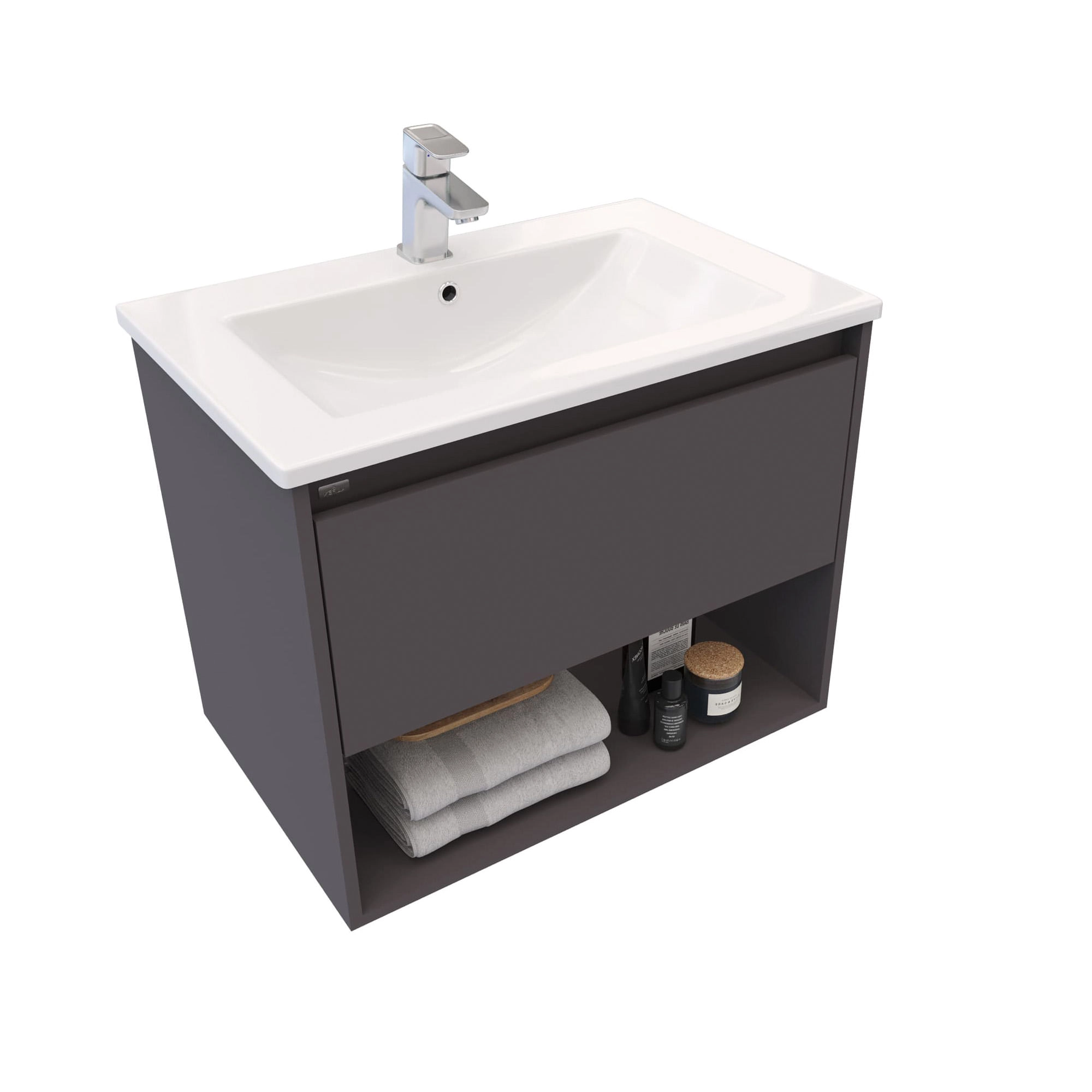 Mueble de Baño King con Lavamanos 1 Cajón y Repisa Plomo