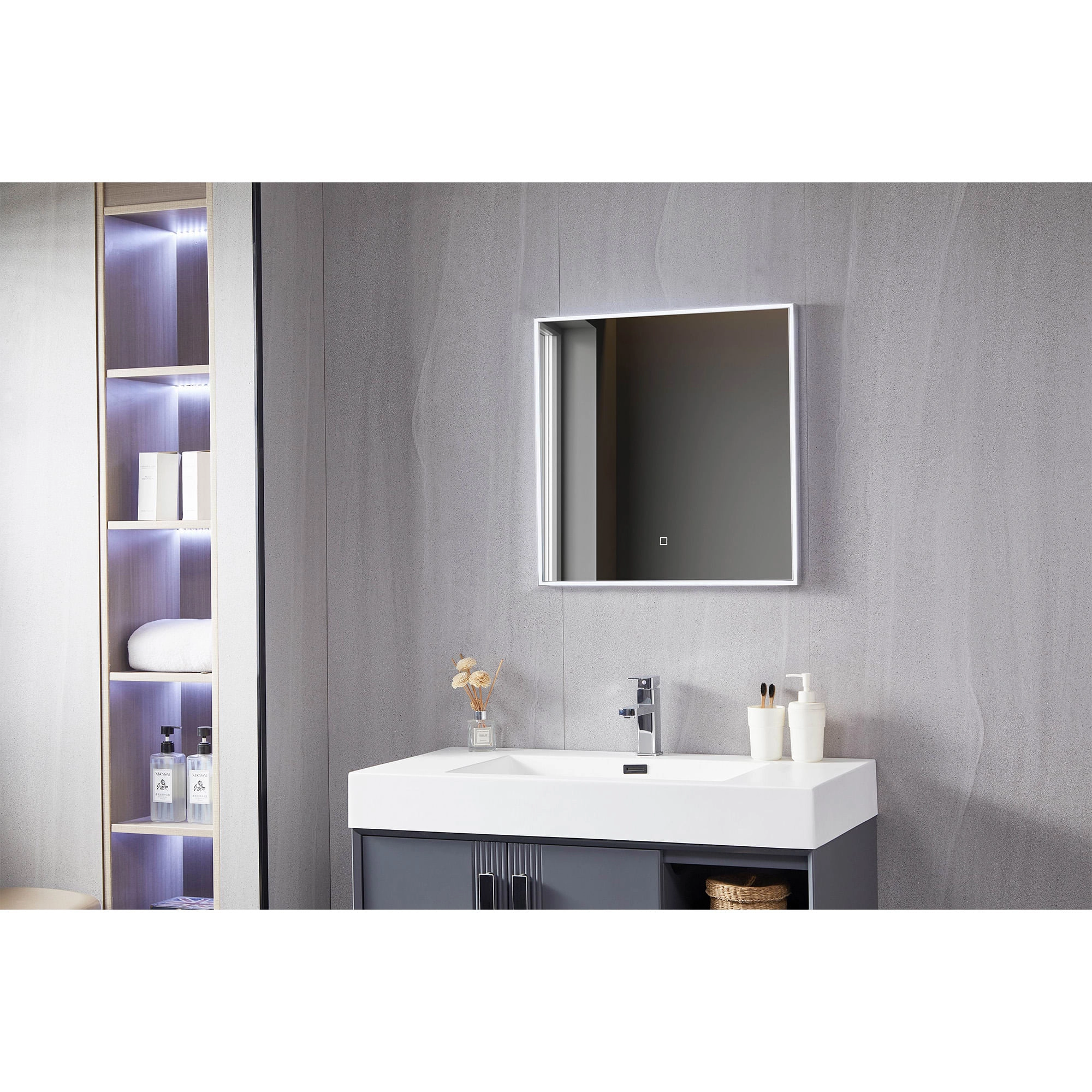 Espejo Soul Cuadrado Desempañante Led Bluetooth 60x60 cm