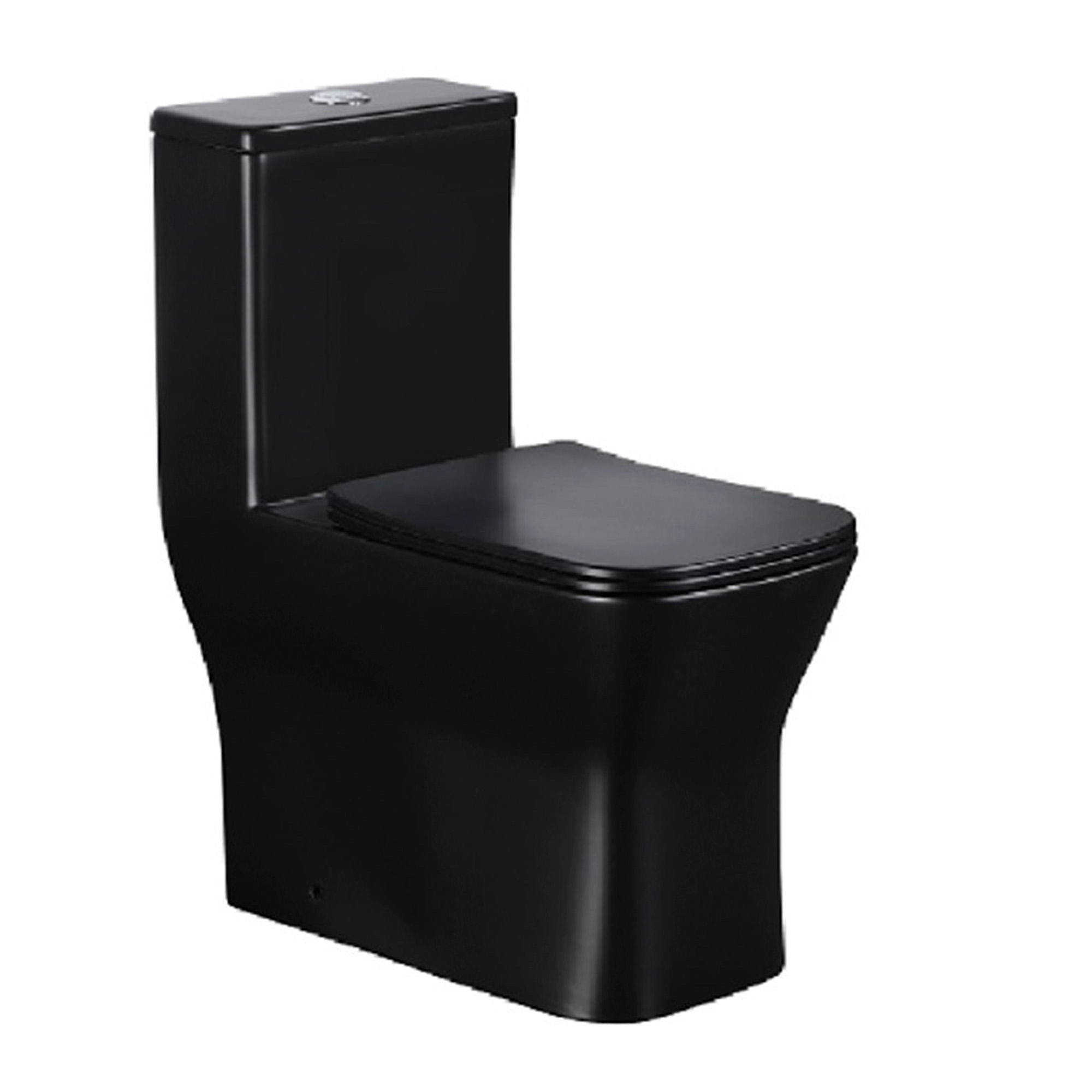 WC One Piece Square Negro Mate Descarga a Piso 305 mm