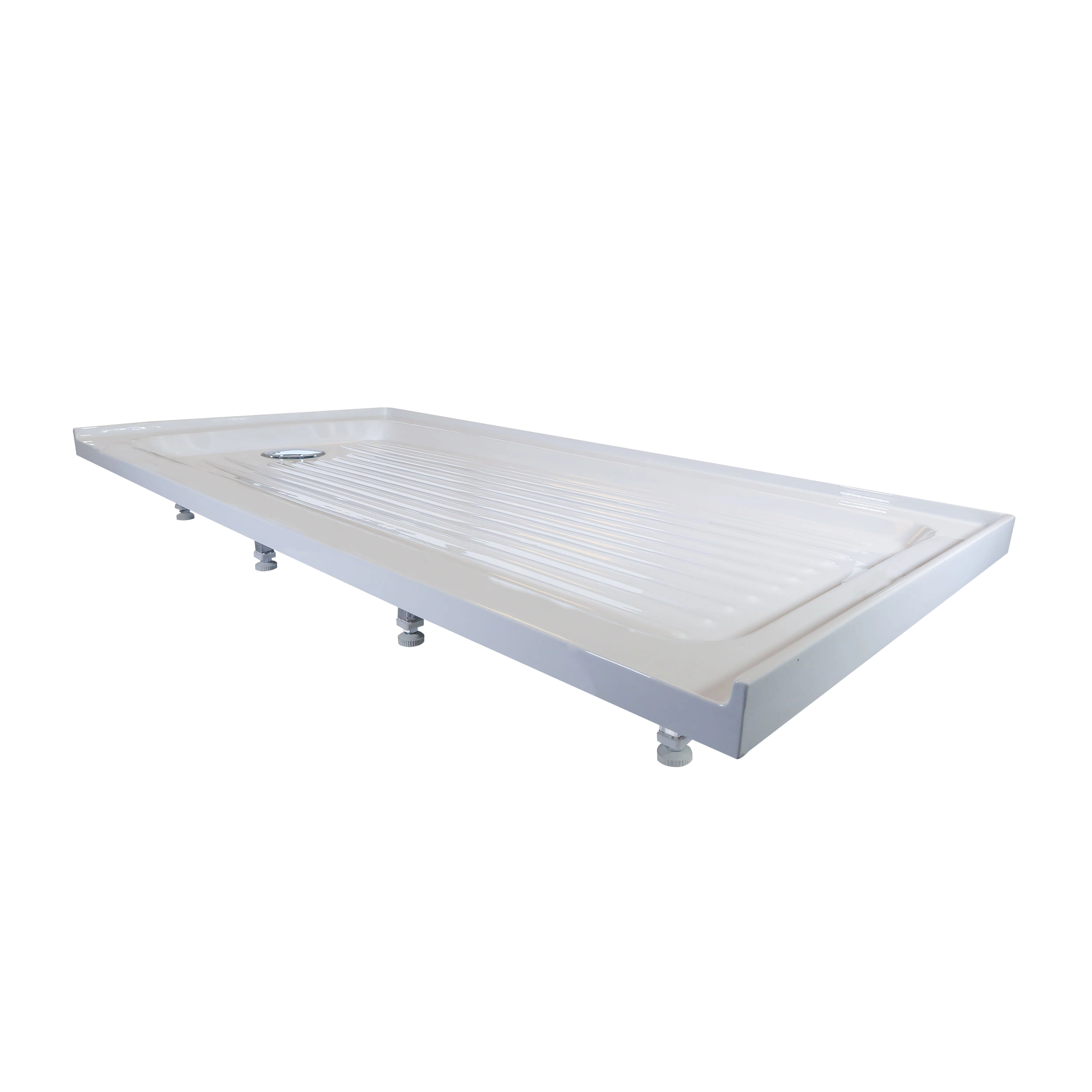 Receptáculo Kai Derecho Tres Lados, Pestañas y Rejillas 1520x810 mm Blanco con Desagüe