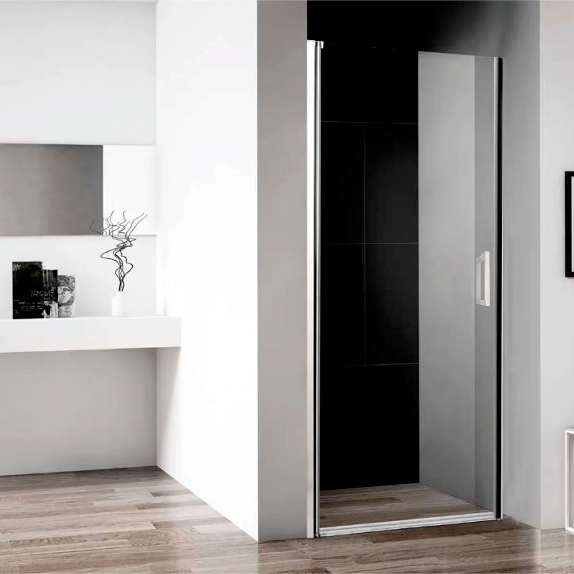 Mampara Ducha Aura-A Corredera y Fija Vidrio Templado Reversible Dusted 1950x1600 mm