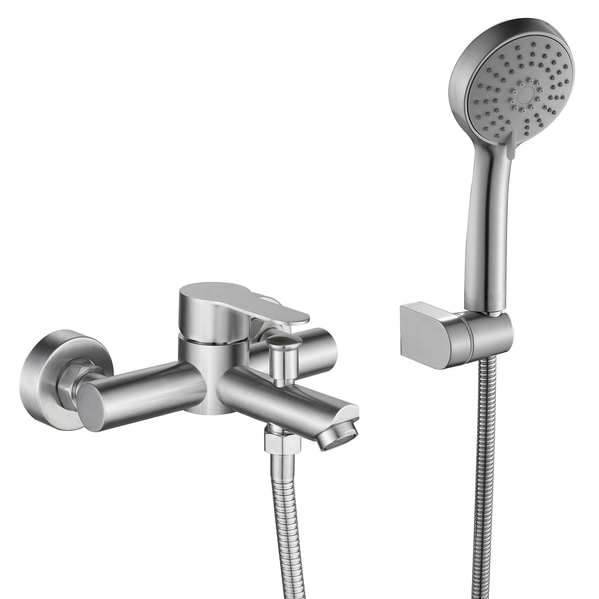 Grifería Ducha Tina New home Expuesta C/Ducha Fono, Flexible, Soporte Brushed