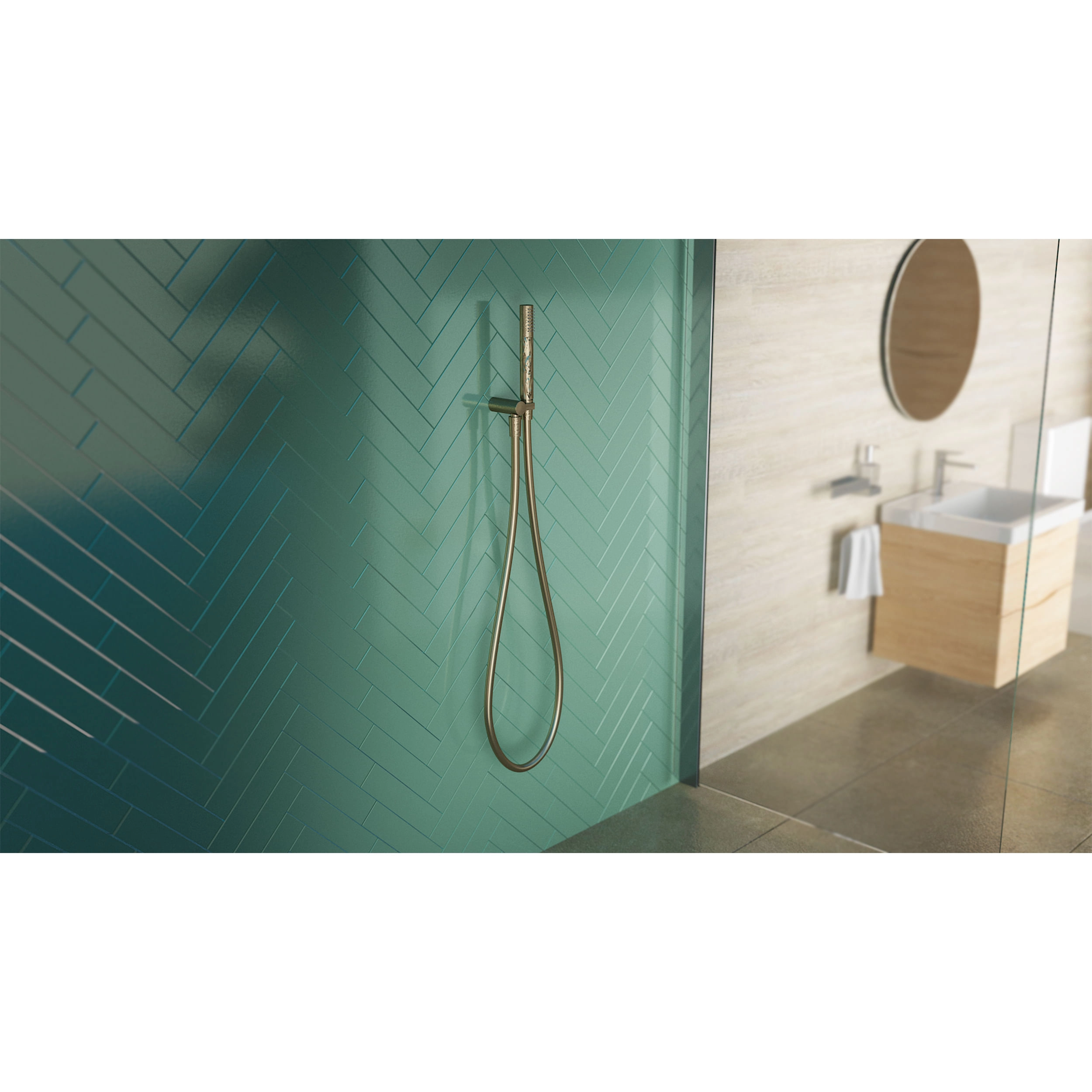 Set Soporte Ducha Colors C/Ducha Fono, Flexible , Uníon Muro Antique Bronze