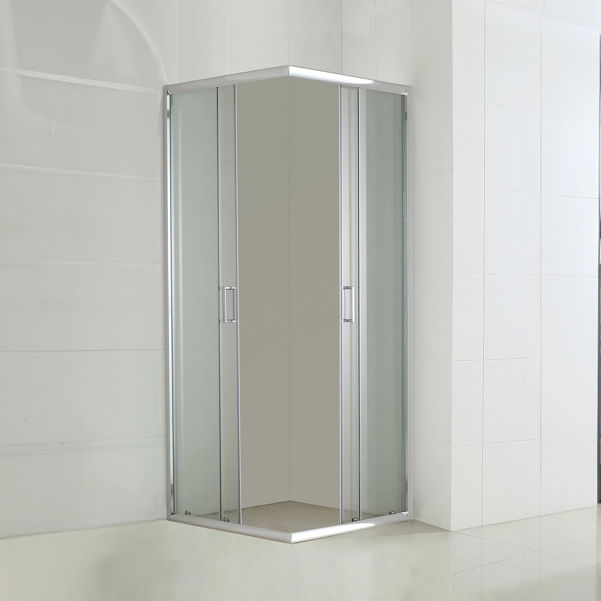 Mampara Ducha Style Esquina Corredera Vidrio Templado 700x700 mm