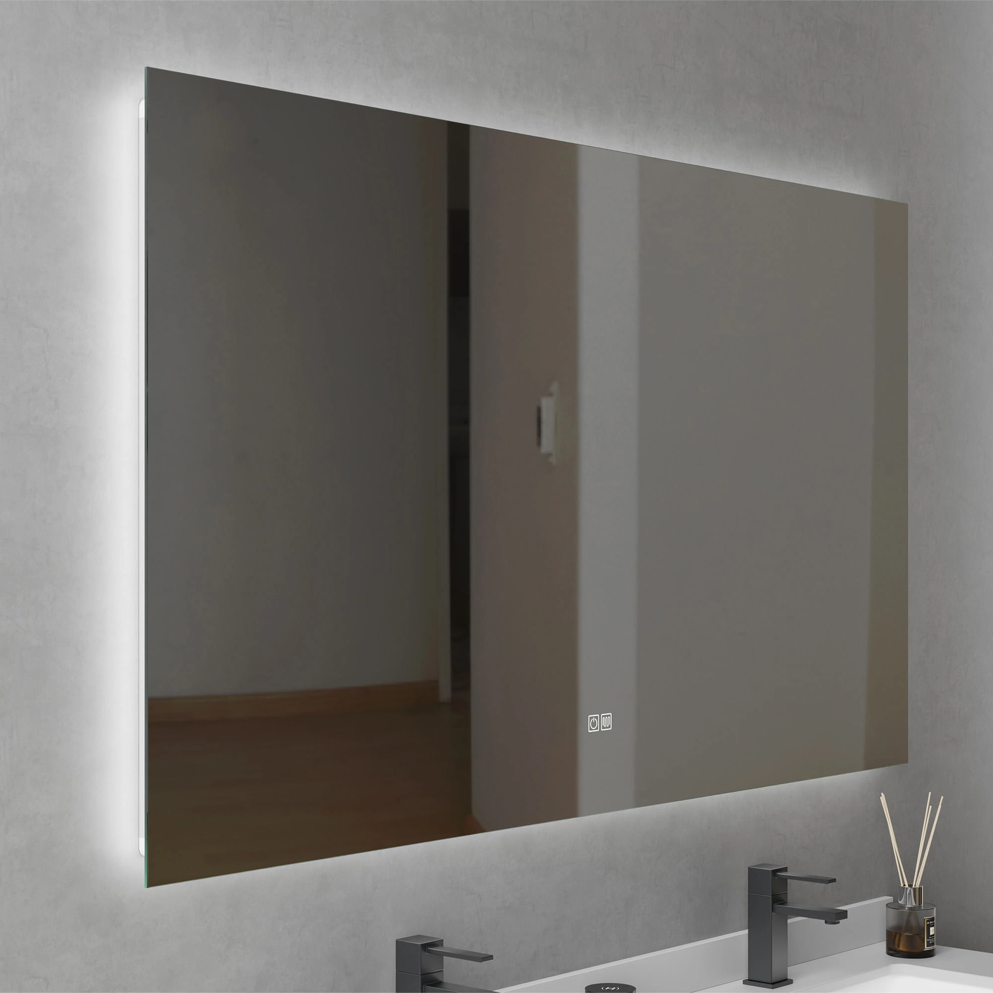 Espejo Mandarin Rectangular Desempañante Retroiluminado Cromado 140x80x4 cm