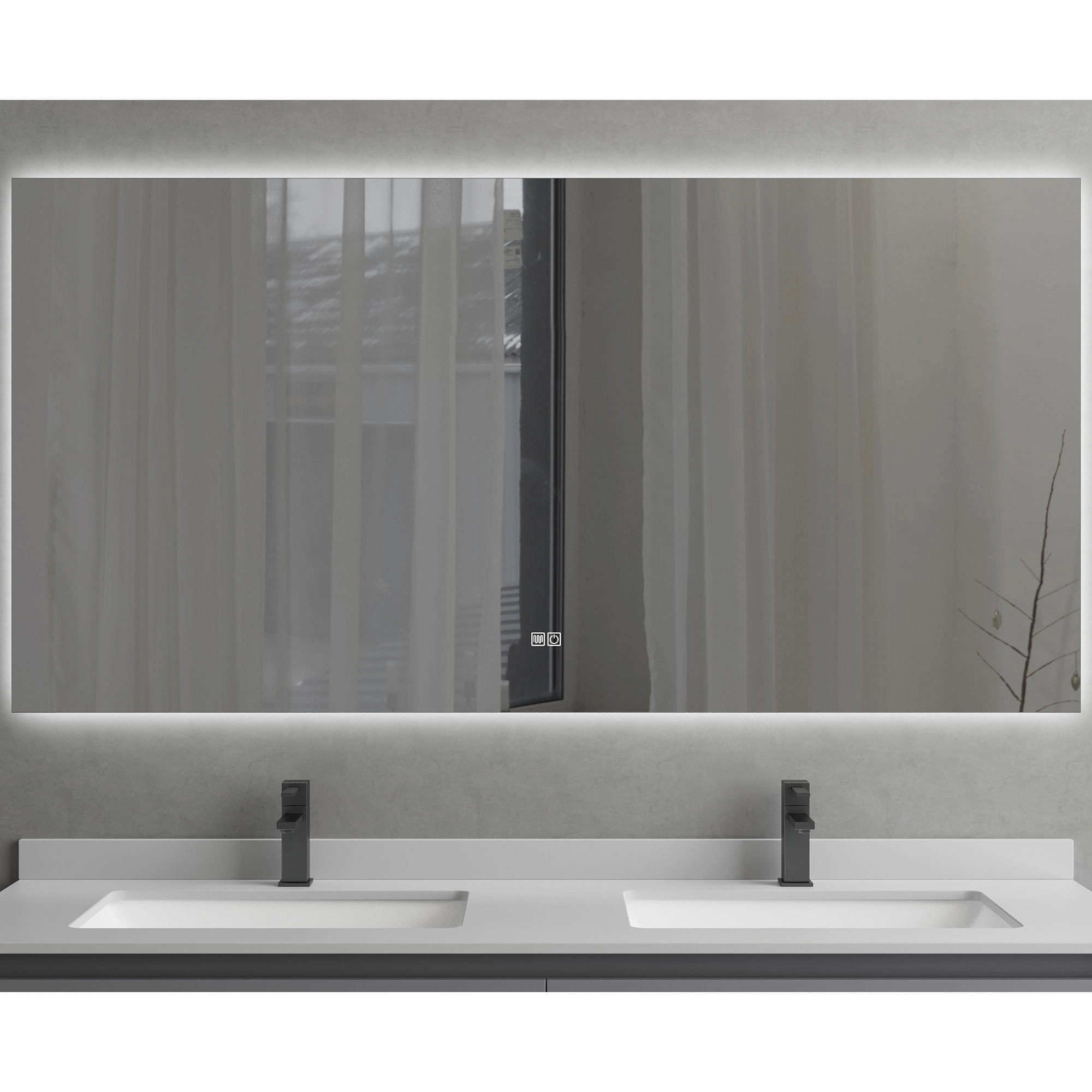 Espejo Mandarin Rectangular Desempañante Retroiluminado Cromado 160x80x4 cm