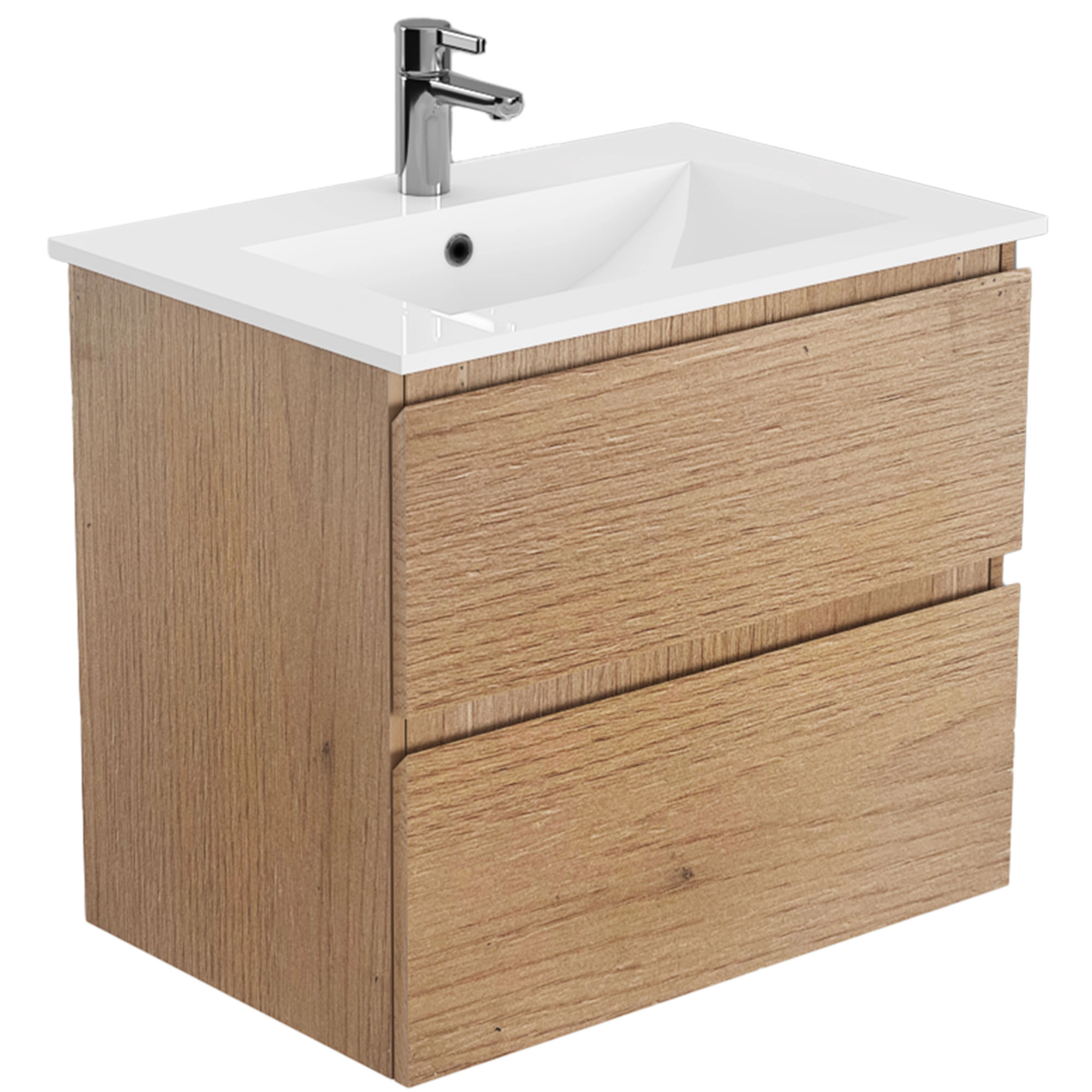 Mueble de Baño Delfos con Lavamanos 500x450x600 mm 2 Cajones Natural Oak