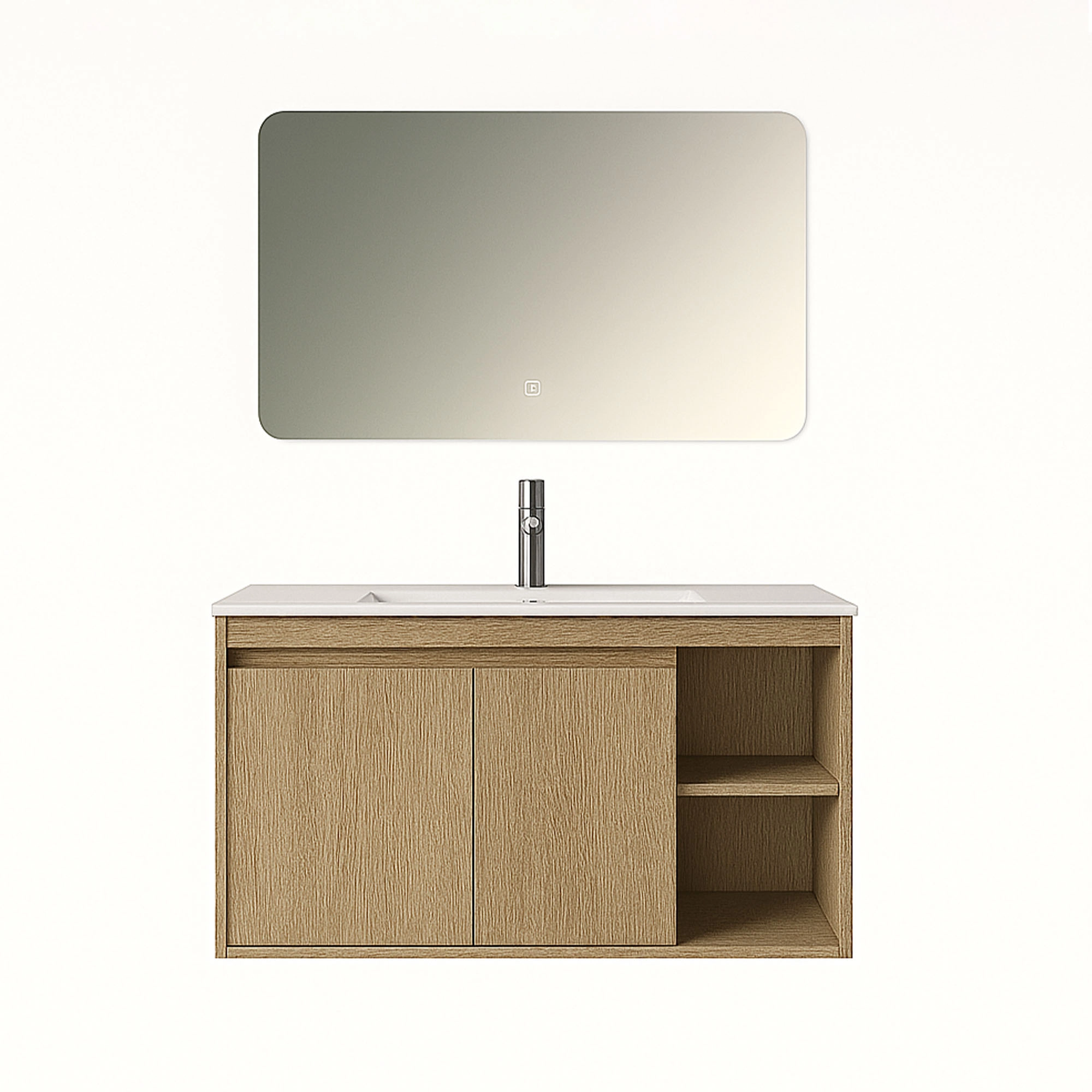 Mueble de Baño Nepal con Lavamanos 900x470x500 mm 2 Puertas y Repisa Brown Wood