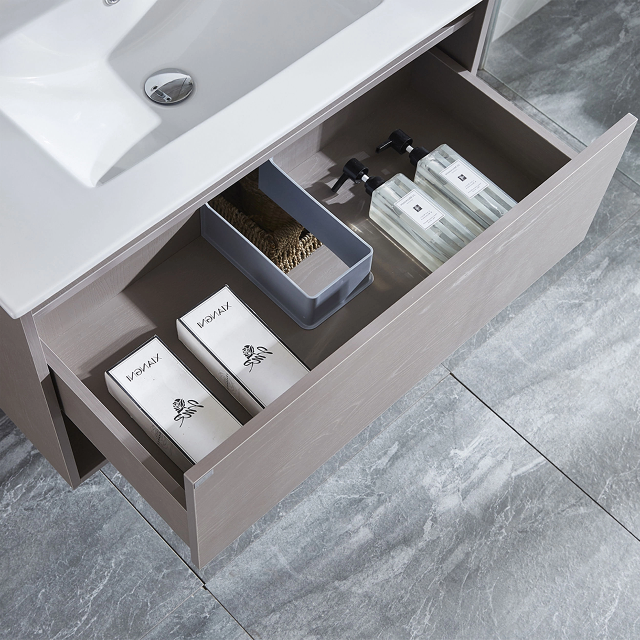 Mueble de Baño Queen con Lavamanos 700 mm 1 Cajón y Repisa Cool Grey