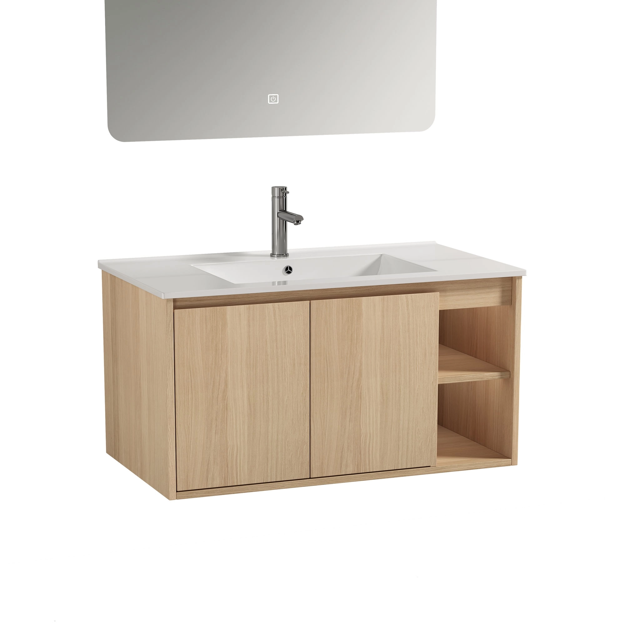Mueble de Baño Nepal con Lavamanos 800x470x500 mm 2 Puertas y Repisa Light Oak