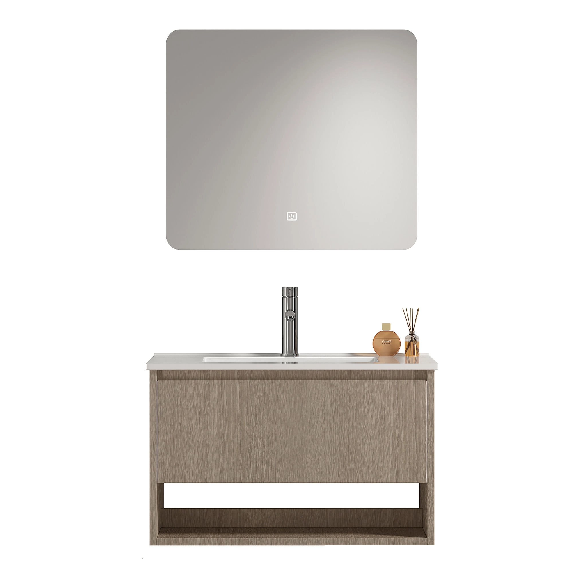 Mueble de Baño Nepal con Lavamanos 800x470x495 mm 1 Cajón y Repisa Brown Wood