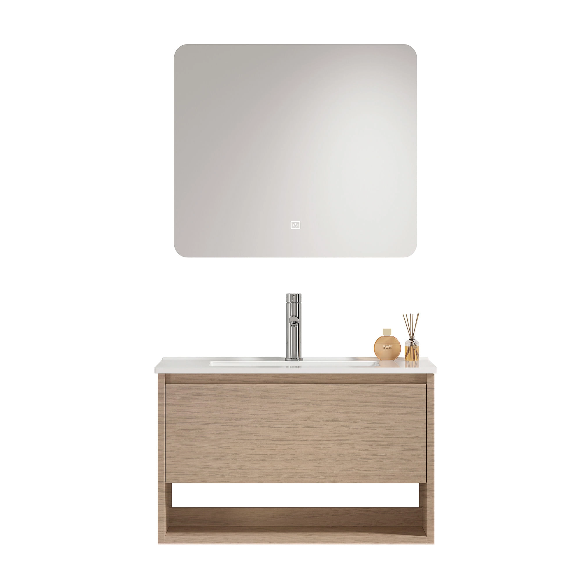 Mueble de Baño Nepal con Lavamanos 800x470x495 mm 1 Cajón y Repisa Light Oak