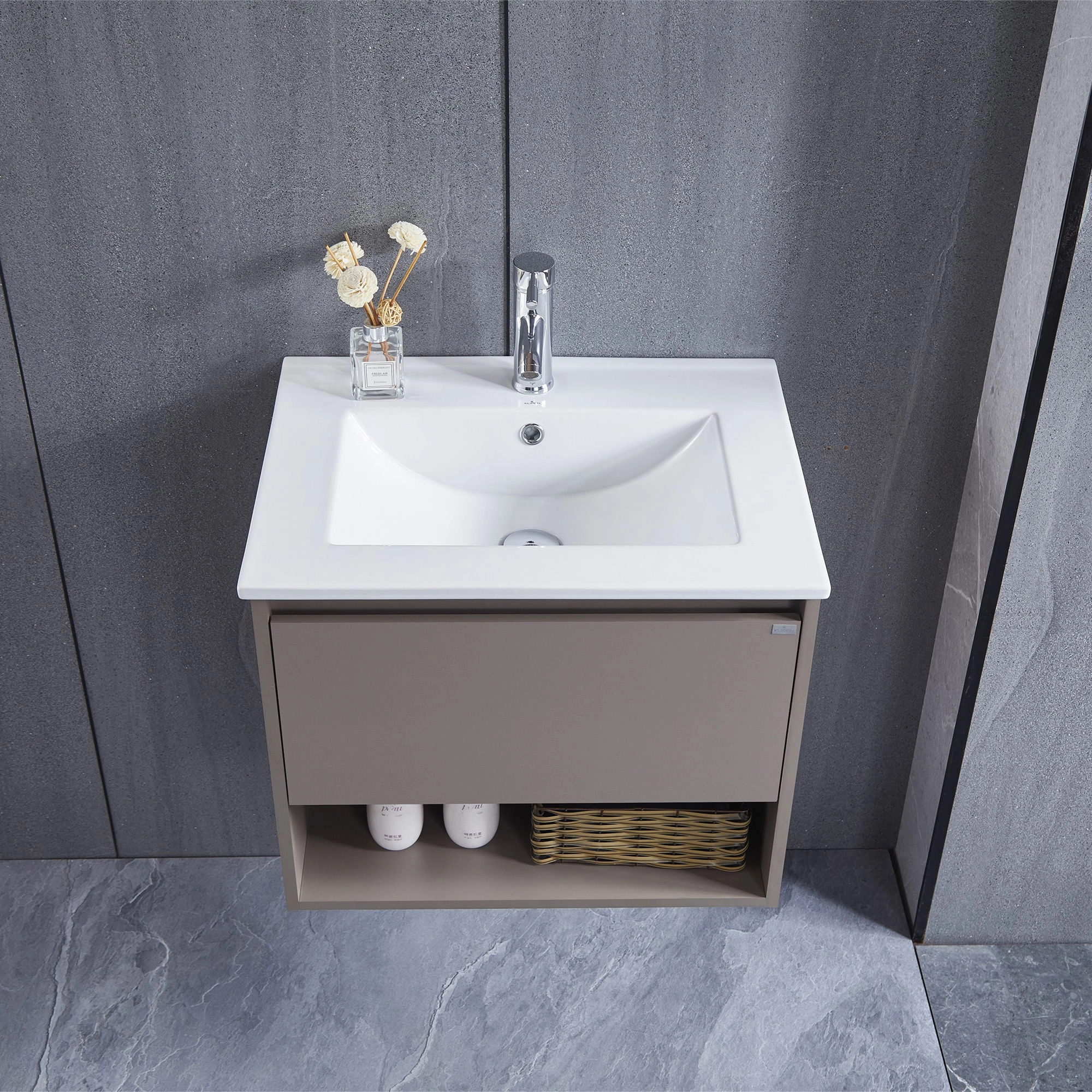 Mueble de Baño Queen con Lavamanos 600x455x500 mm 1 Cajón y Repisa Misty Grey Matt