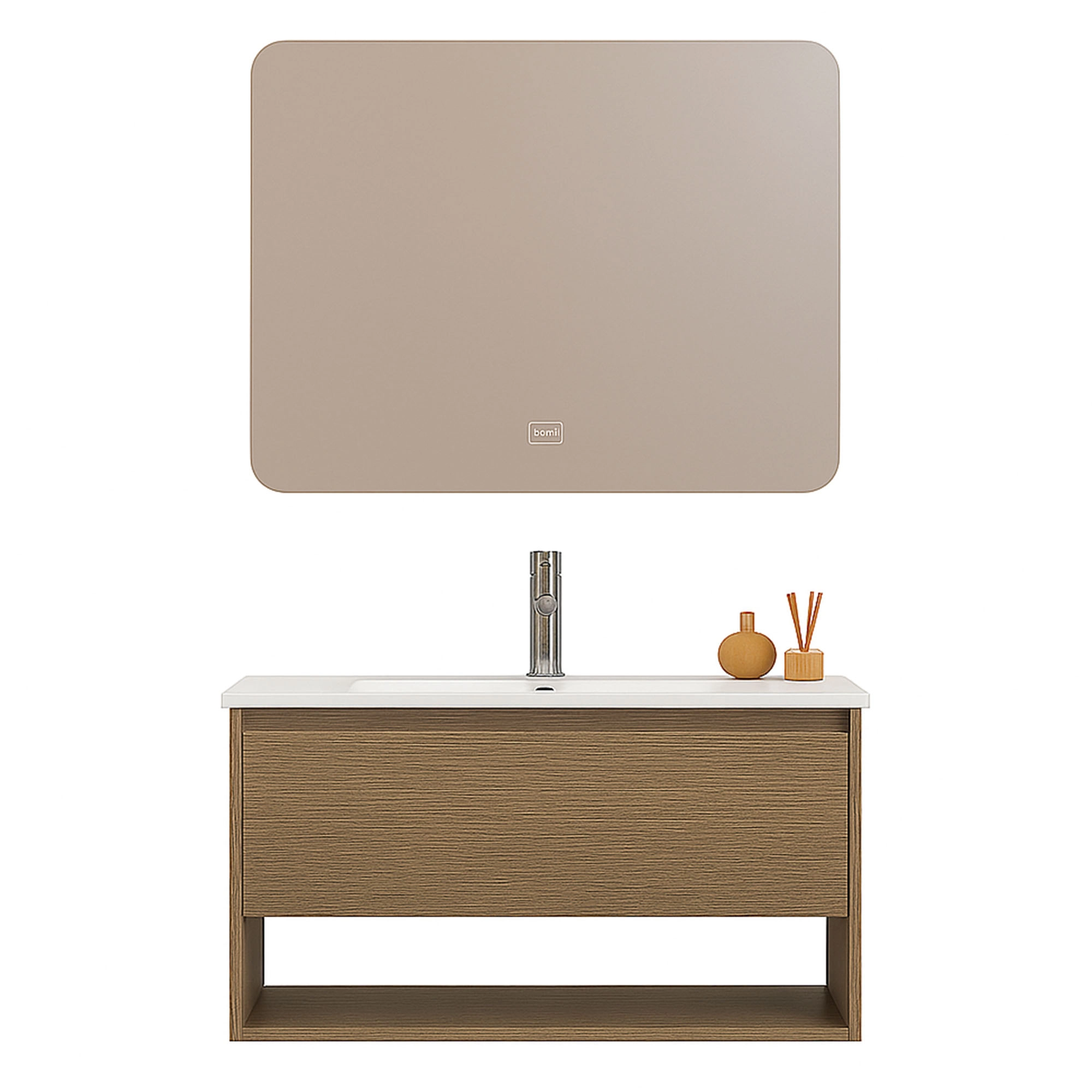 Mueble de Baño Nepal con Lavamanos 810x465x500 mm Café 1 Cajón y Repisa