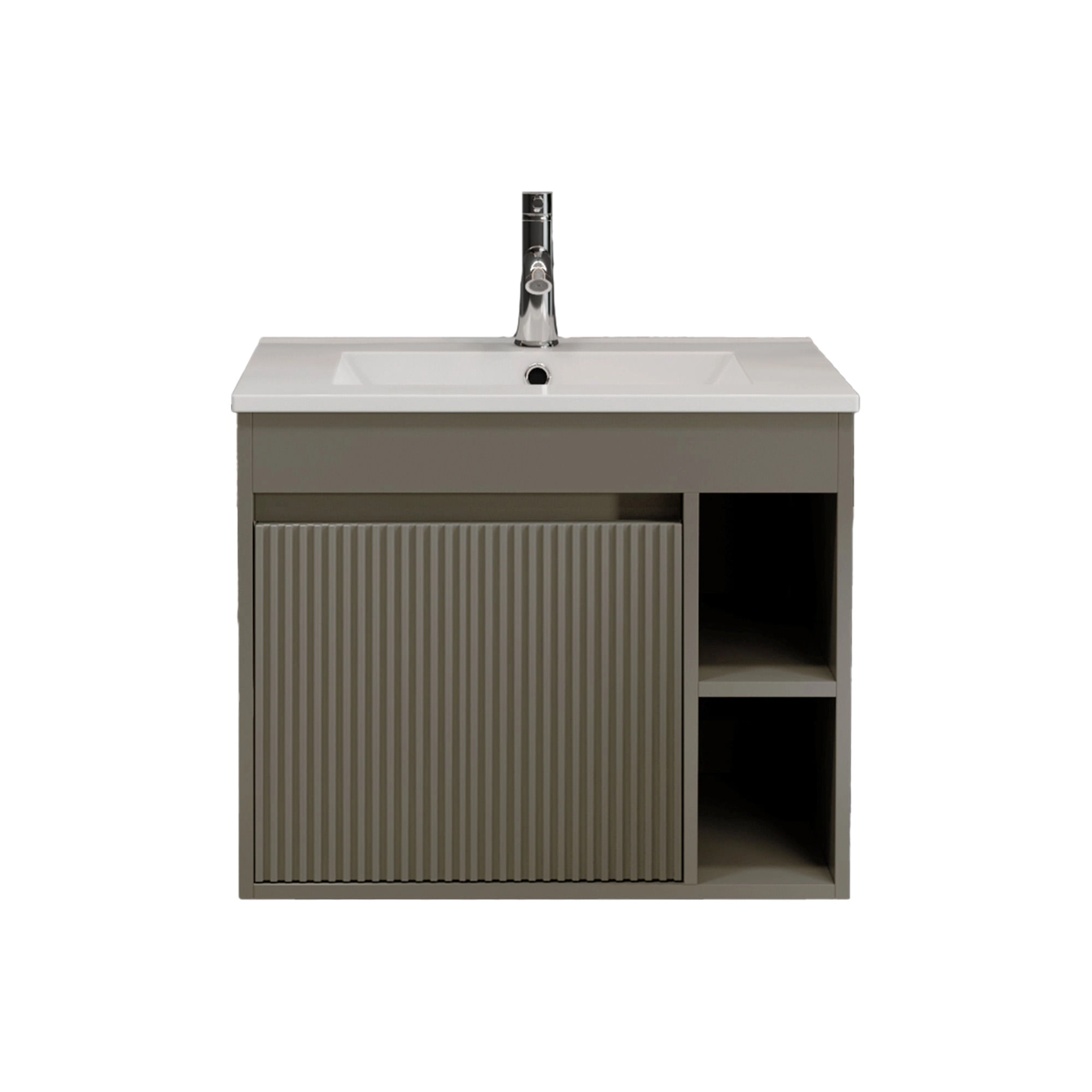 Mueble de Baño Princess con Lavamanos 600x470x500 mm 1 Puerta y Repisa Palillaje Grey Moka