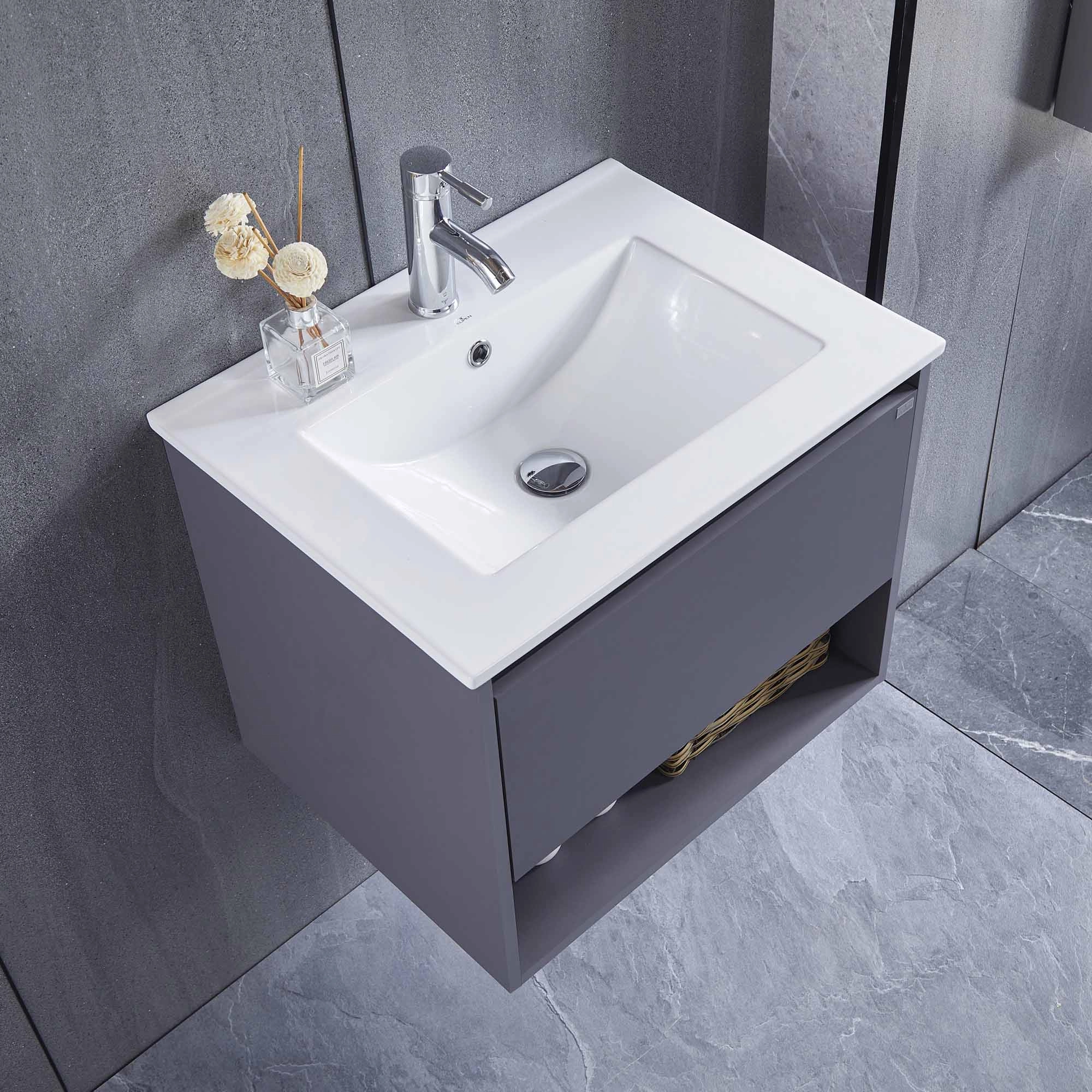Mueble de Baño Queen con Lavamanos 600 mm 1 Cajón y Repisa Silver Gray