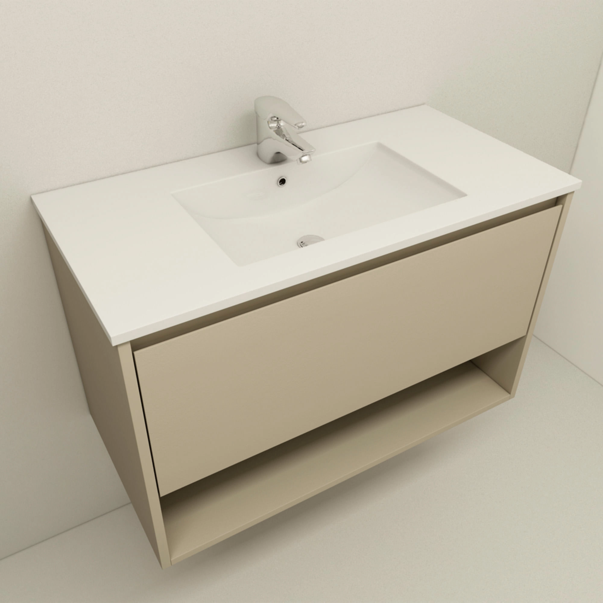Mueble de Baño Delfos con Lavamanos 700x450x600 mm 1 Cajón y Repisa Mink Grey Matt