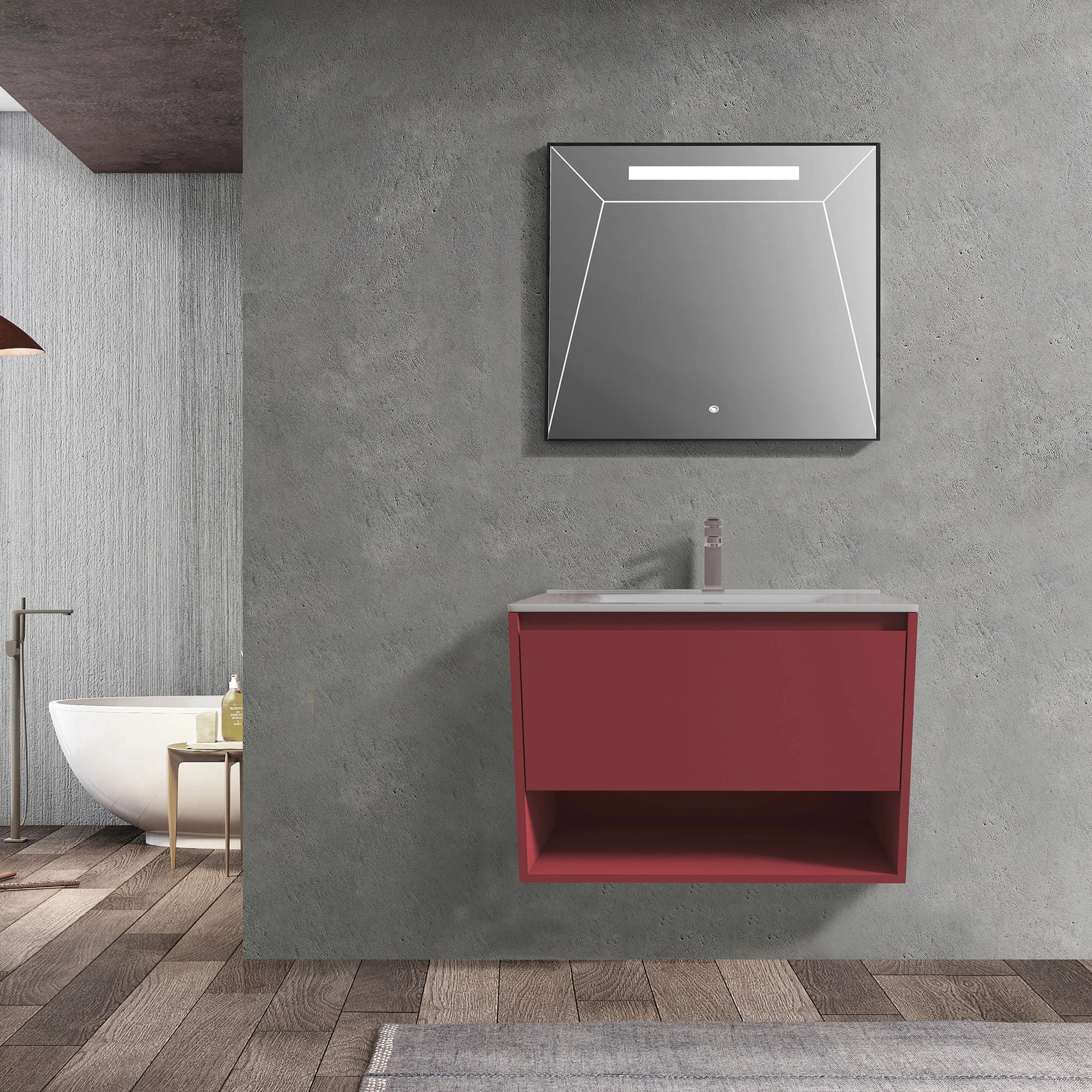 Mueble de Baño Delfos con Lavamanos 800x475x550 mm 1 Cajón y Repisa Terracota