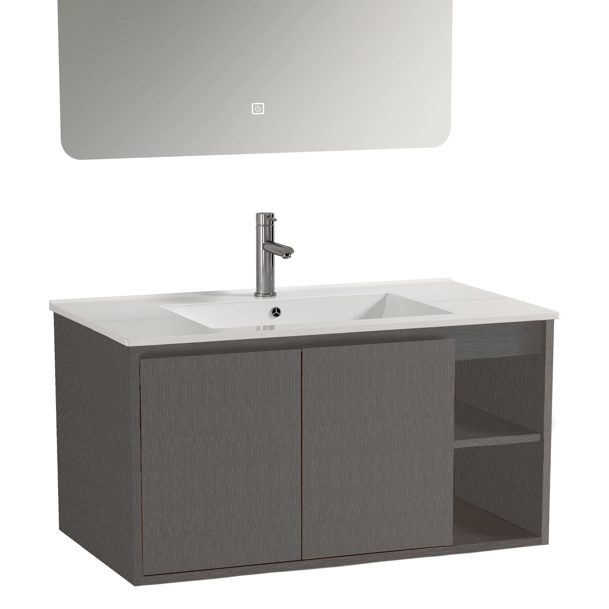 Mueble de Baño Nepal con Lavamanos 800x470x500 mm 2 Puertas y Repisa Dark Grey