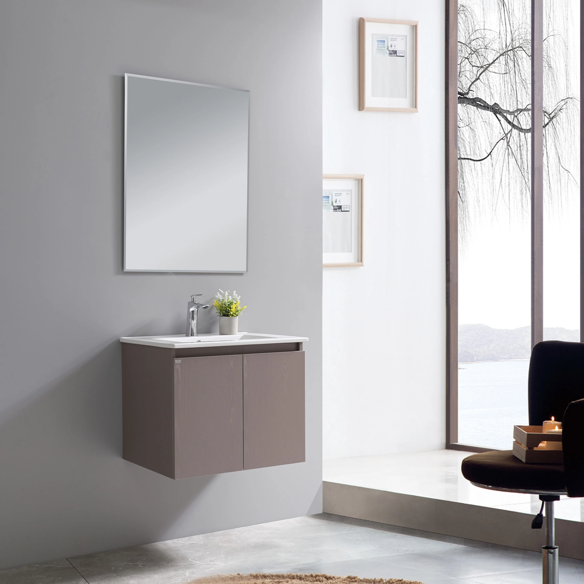 Mueble de Baño Queen con Lavamanos 600x455x480 mm 2 Puertas Cool Grey