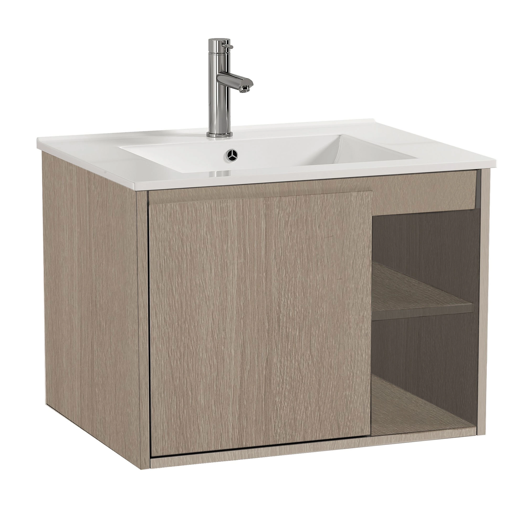 Mueble de Baño Nepal con Lavamanos 600x470x500 mm 1 Puerta y Repisa Brown Wood