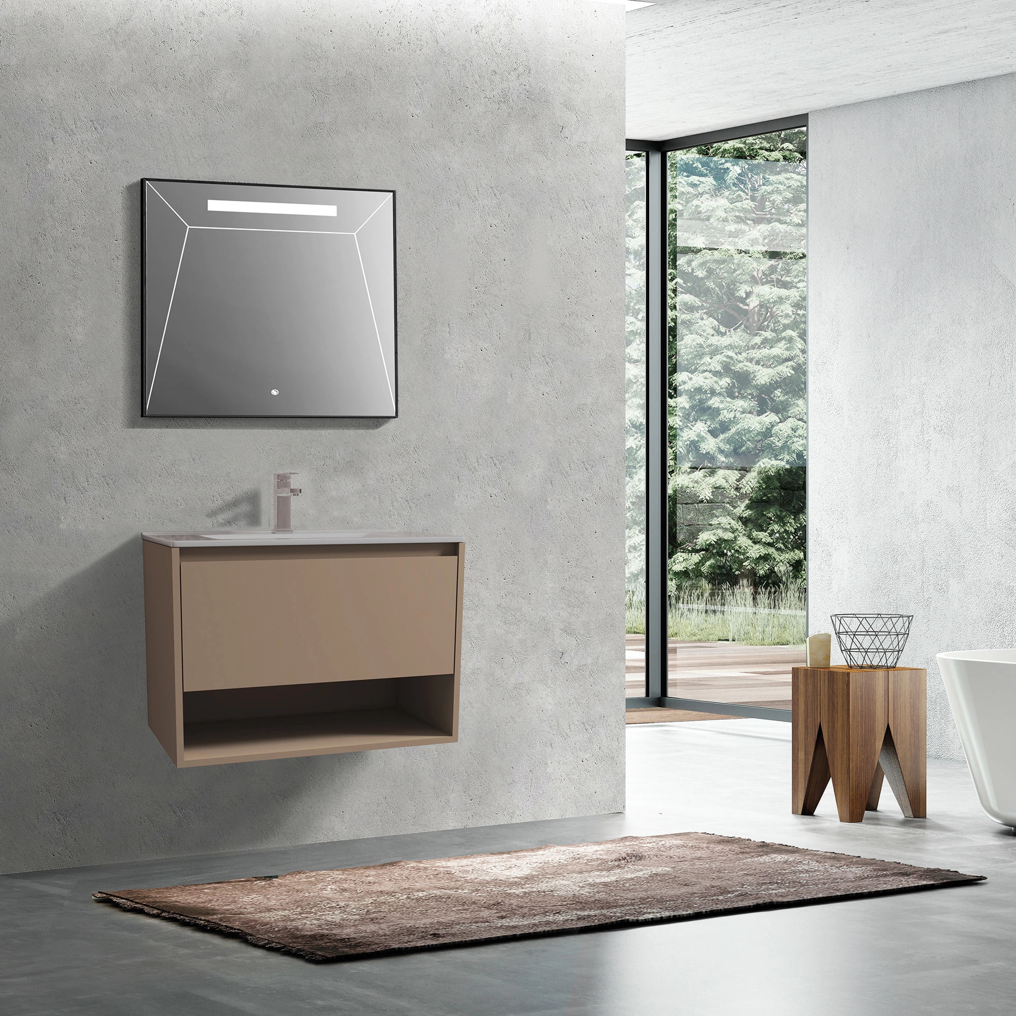 Mueble de Baño Delfos con Lavamanos 800x475x550 mm 1 Cajón y Repisa Sand