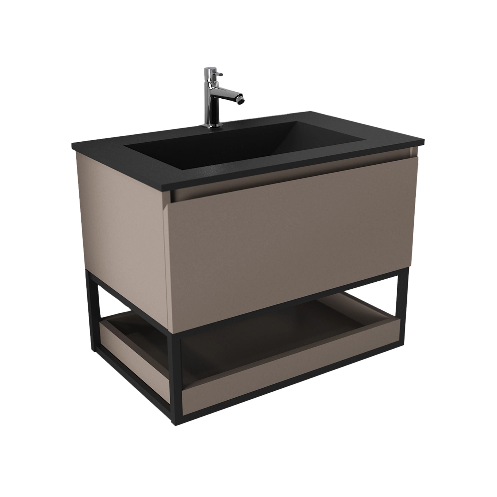 Mueble de Baño Delfos con Lavamanos 700x450x600 mm 1 Cajón y Repisa Thunder Gray Matt