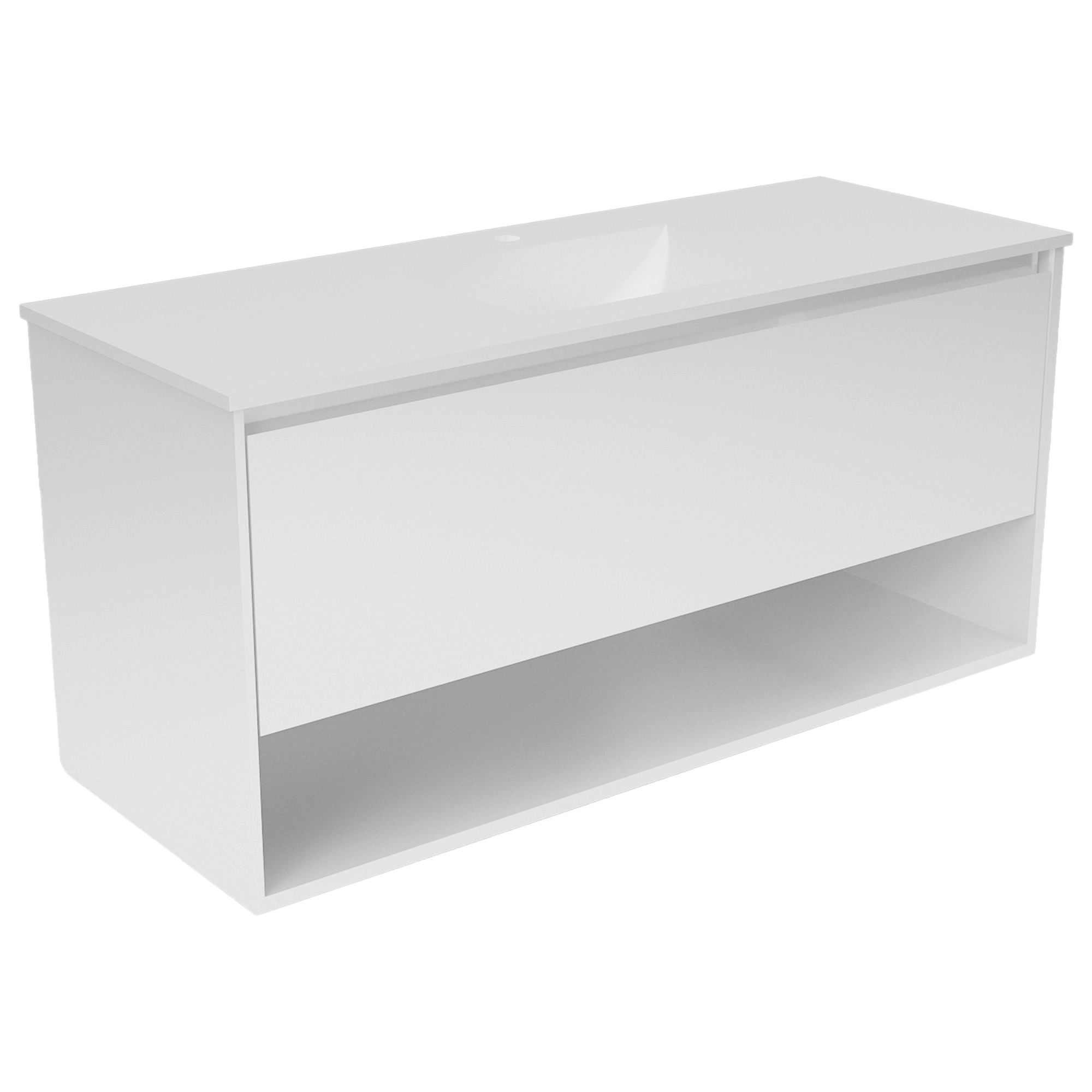 Mueble de Baño Delfos con Lavamanos 1200x450x350 mm 1 Cajón y Repisa Blanco Lacado