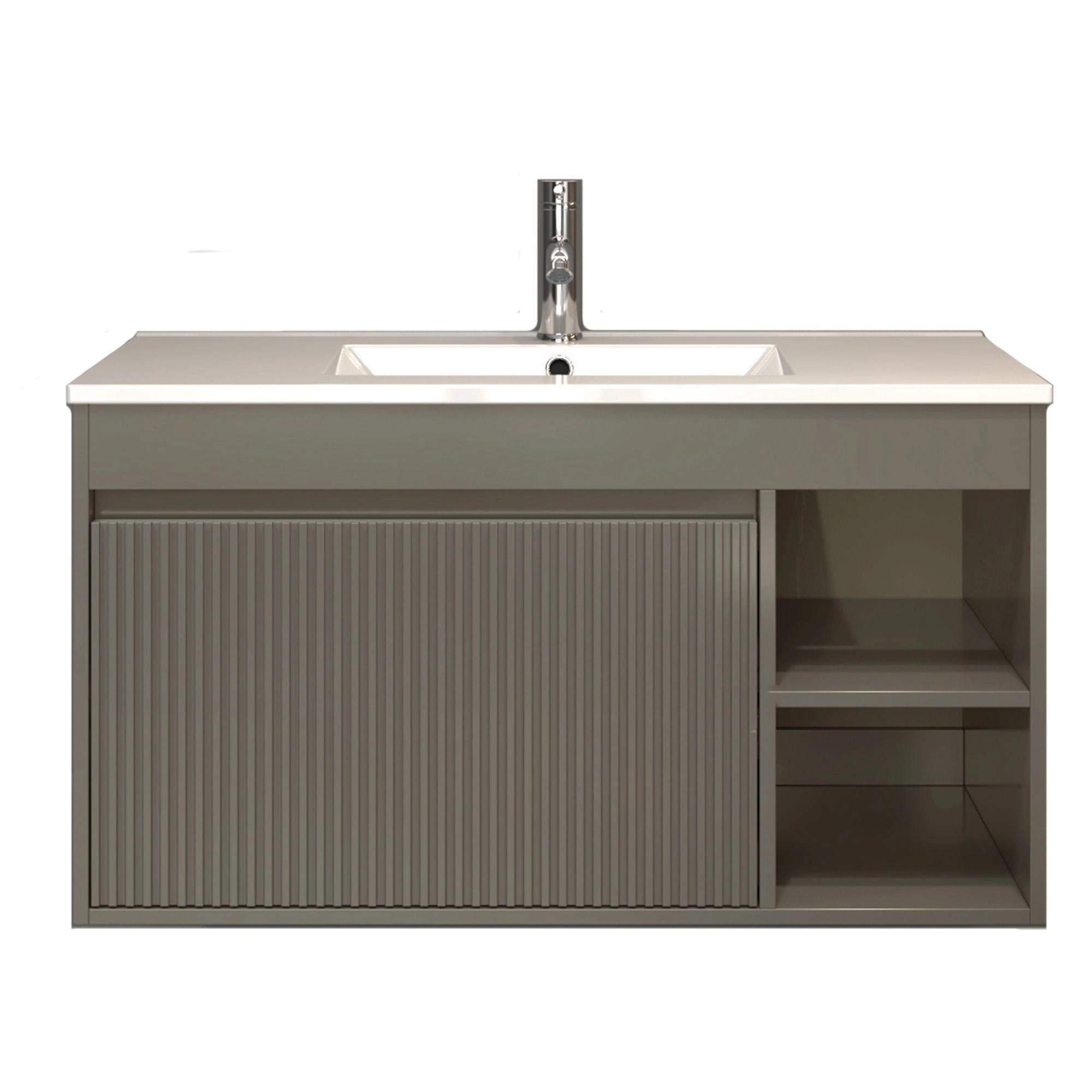 Mueble de Baño Princess con Lavamanos 800x470x500 mm 1 Puerta y Repisa Palillaje Grey Moka